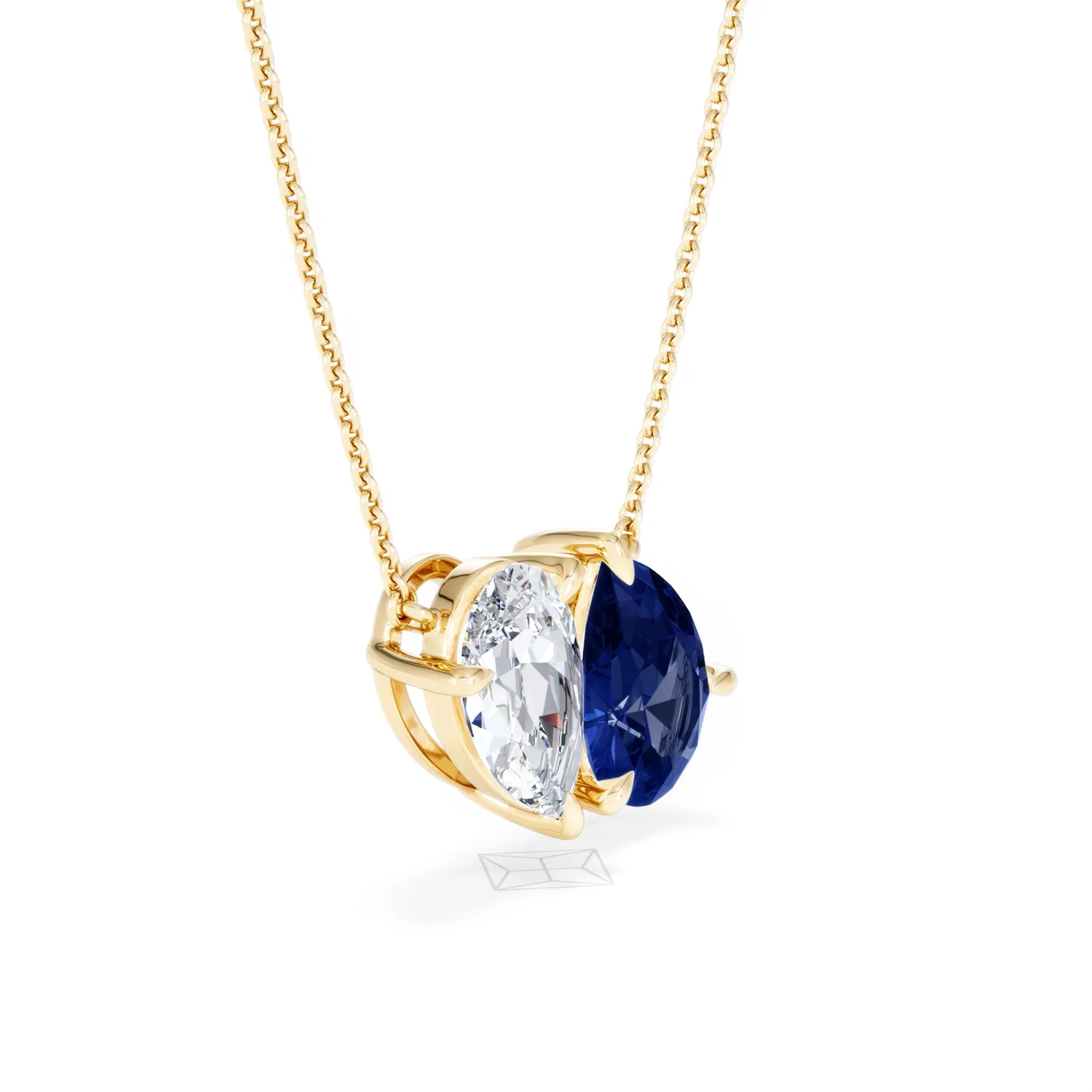 Toi Et Moi 1.50ct Pear Lab Diamond and 2.50ct Pear Lab Sapphire Necklace in 18K Yellow Gold - Image 21