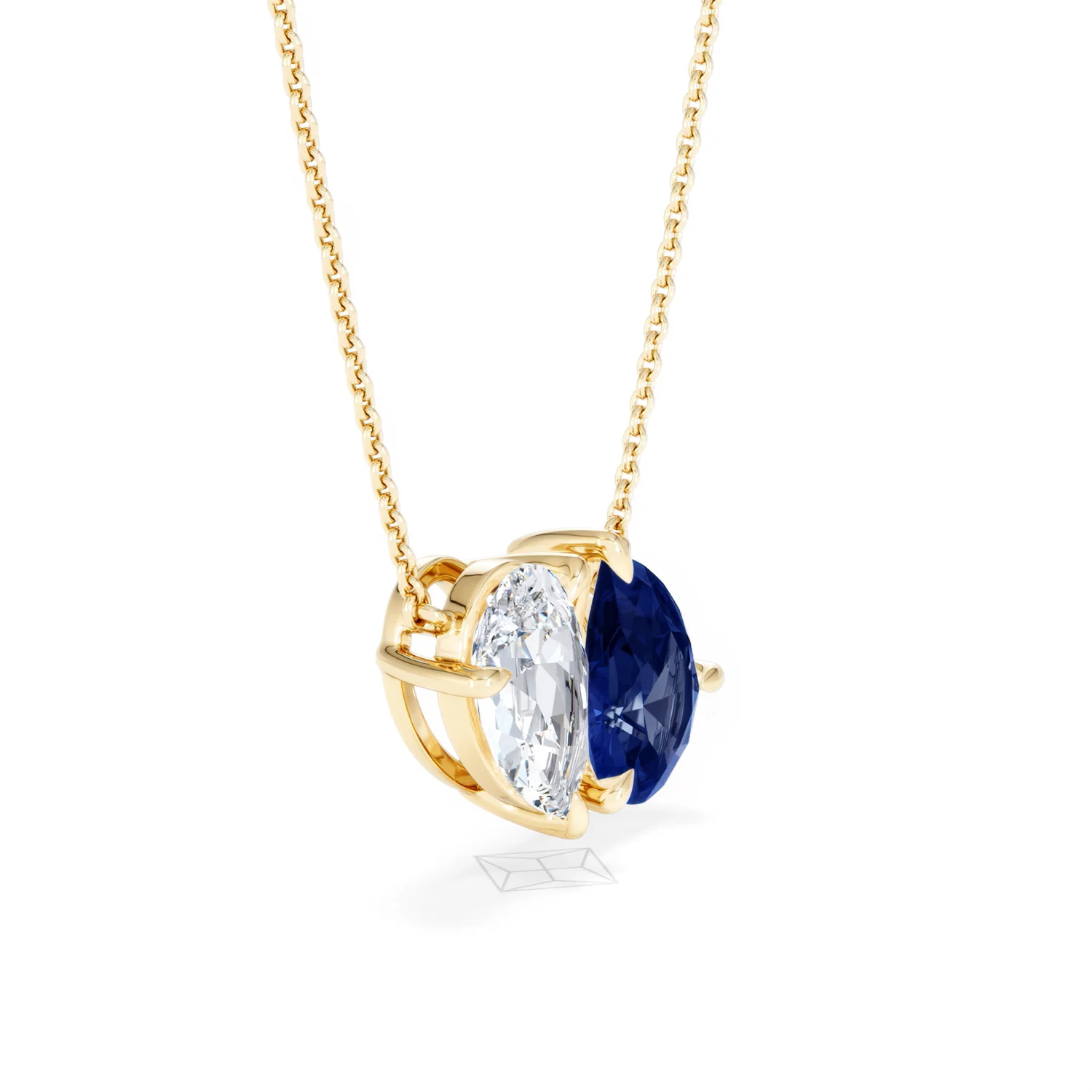 Toi Et Moi 1.50ct Pear Lab Diamond and 2.50ct Pear Lab Sapphire Necklace in 18K Yellow Gold - Image 22