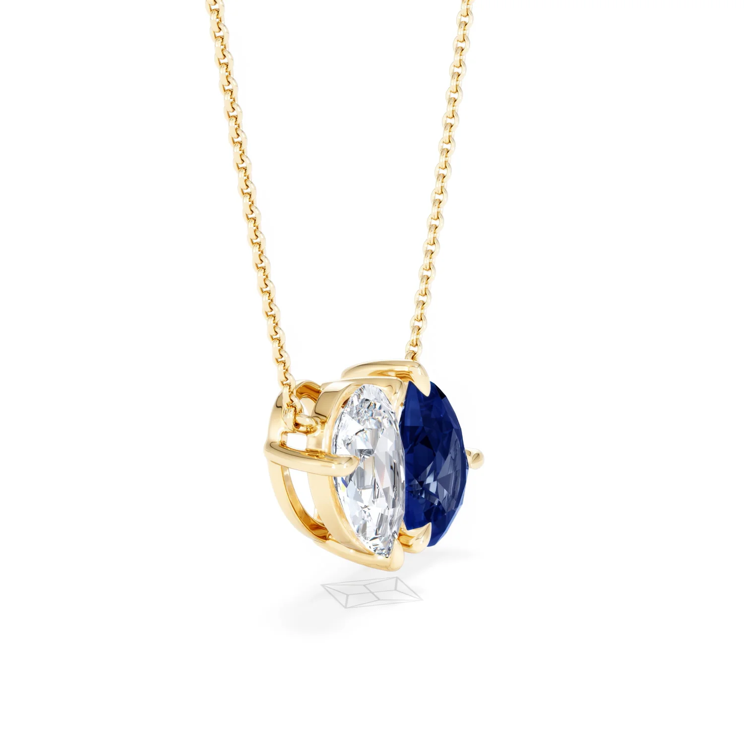 Toi Et Moi 1.50ct Pear Lab Diamond and 2.50ct Pear Lab Sapphire Necklace in 18K Yellow Gold - Image 23