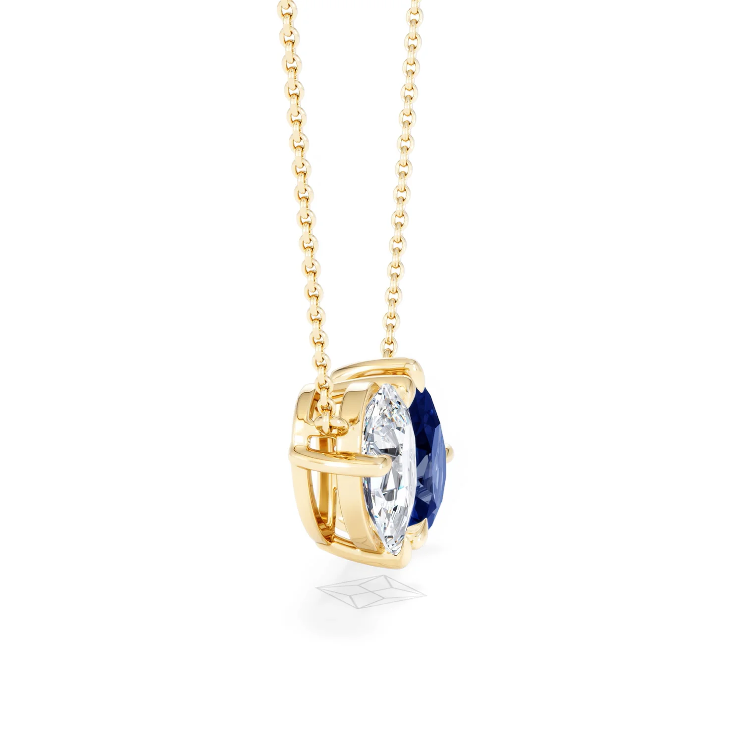 Toi Et Moi 1.50ct Pear Lab Diamond and 2.50ct Pear Lab Sapphire Necklace in 18K Yellow Gold - Image 26