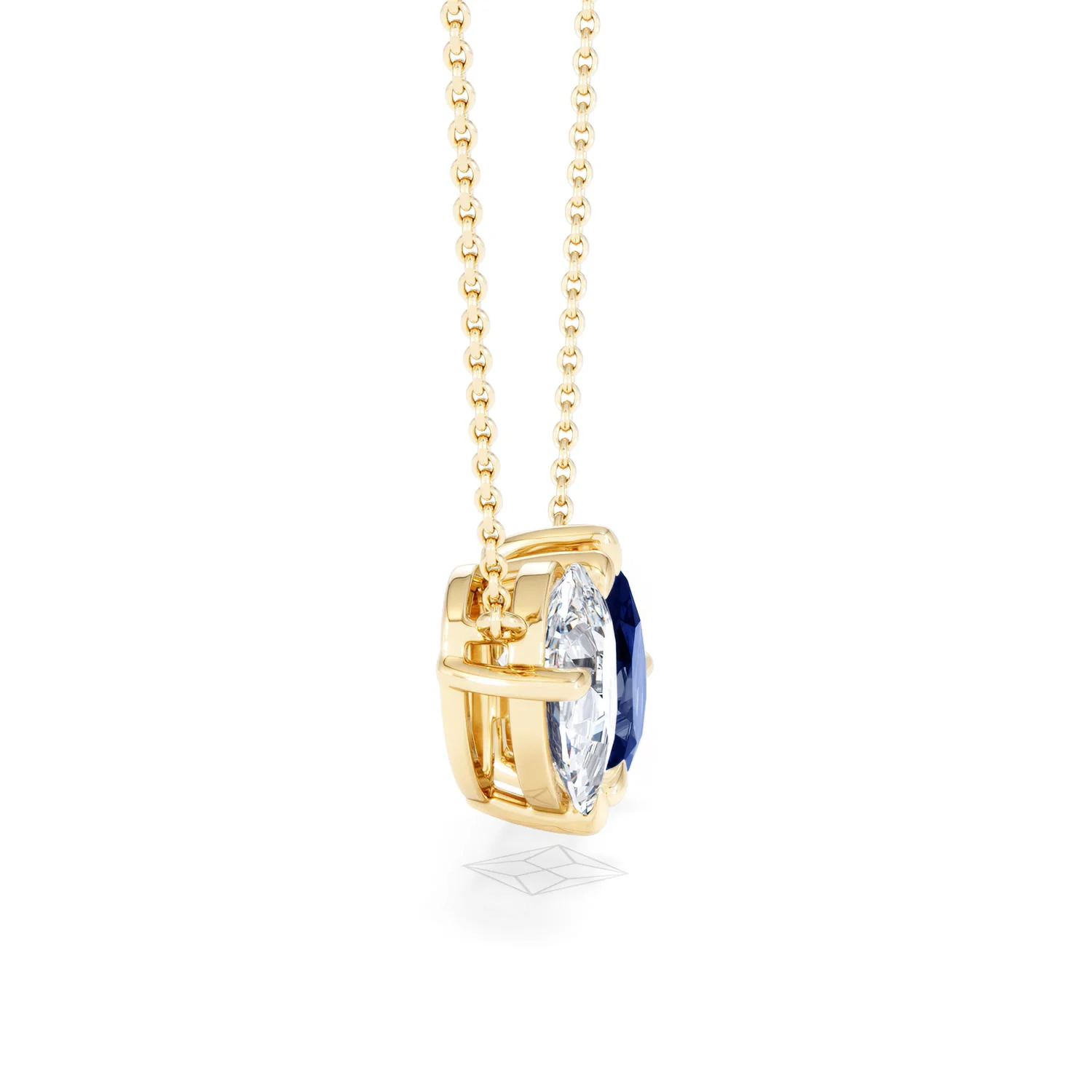 Toi Et Moi 1.50ct Pear Lab Diamond and 2.50ct Pear Lab Sapphire Necklace in 18K Yellow Gold - Image 27