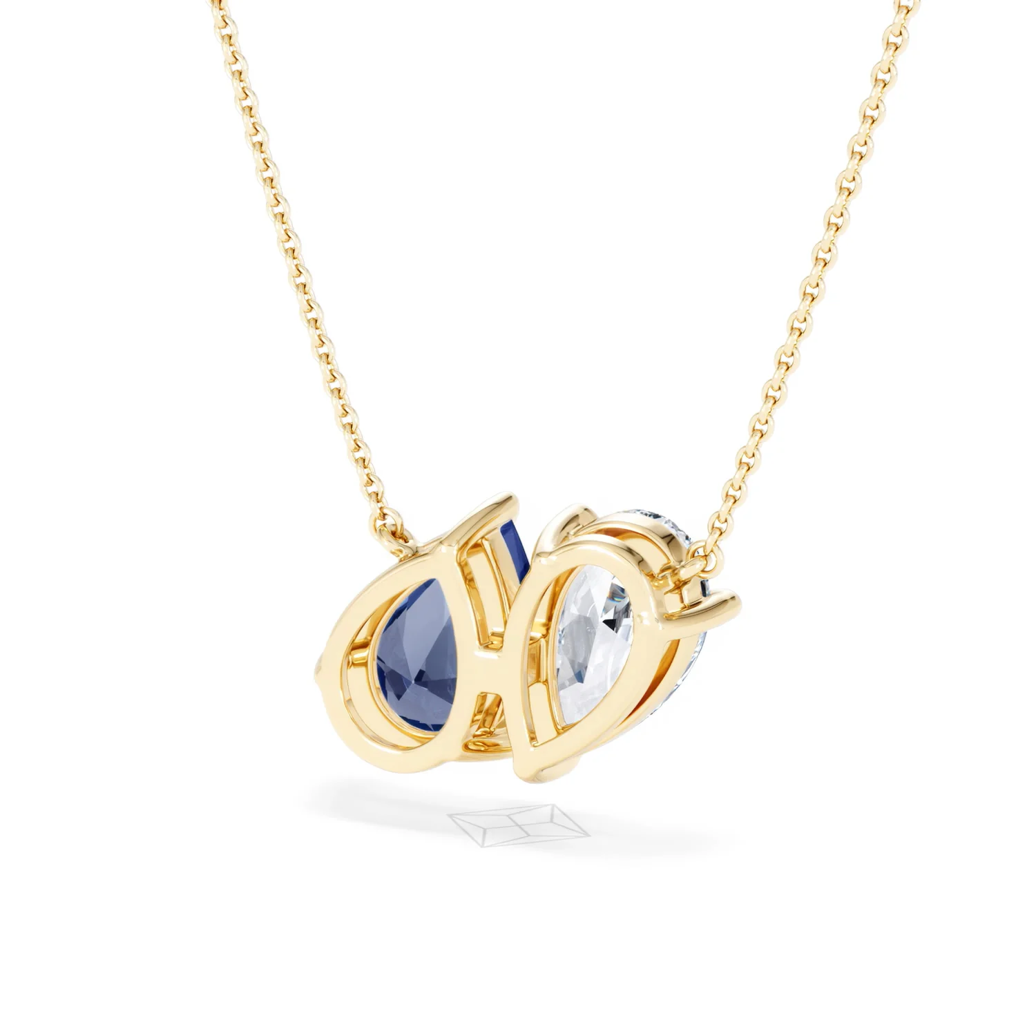 Toi Et Moi 1.50ct Pear Lab Diamond and 2.50ct Pear Lab Sapphire Necklace in 18K Yellow Gold - Image 43