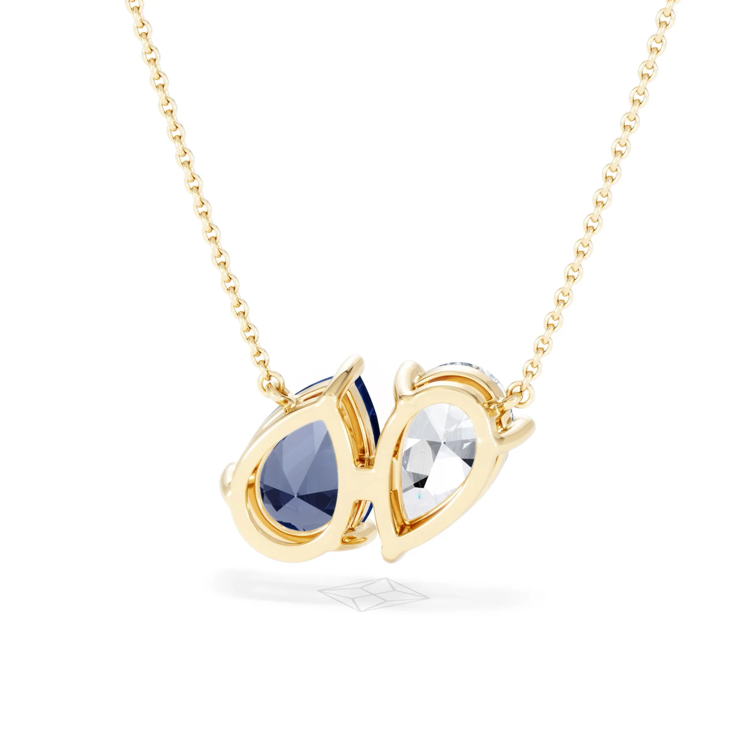 Toi Et Moi 1.50ct Pear Lab Diamond and 2.50ct Pear Lab Sapphire Necklace in 18K Yellow Gold - Image 46