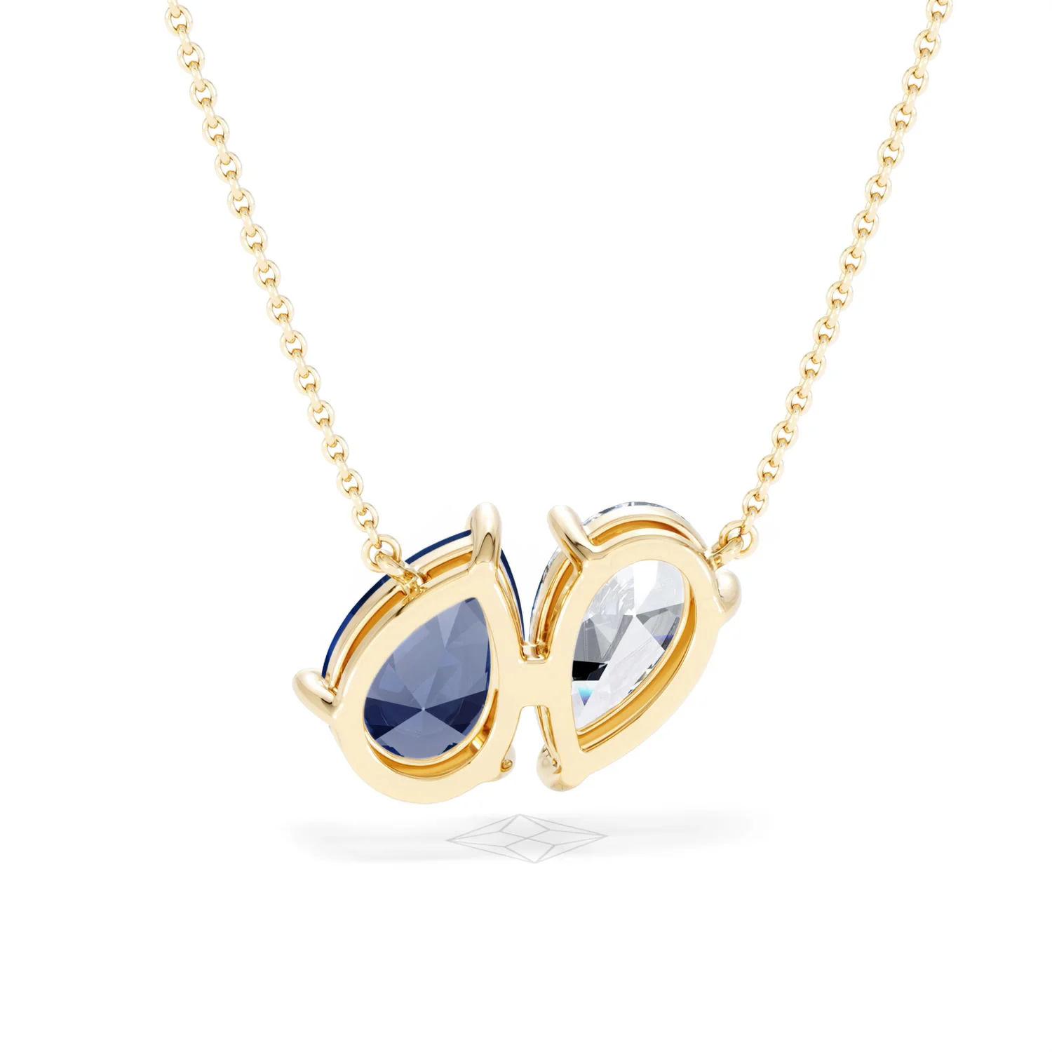 Toi Et Moi 1.50ct Pear Lab Diamond and 2.50ct Pear Lab Sapphire Necklace in 18K Yellow Gold - Image 50