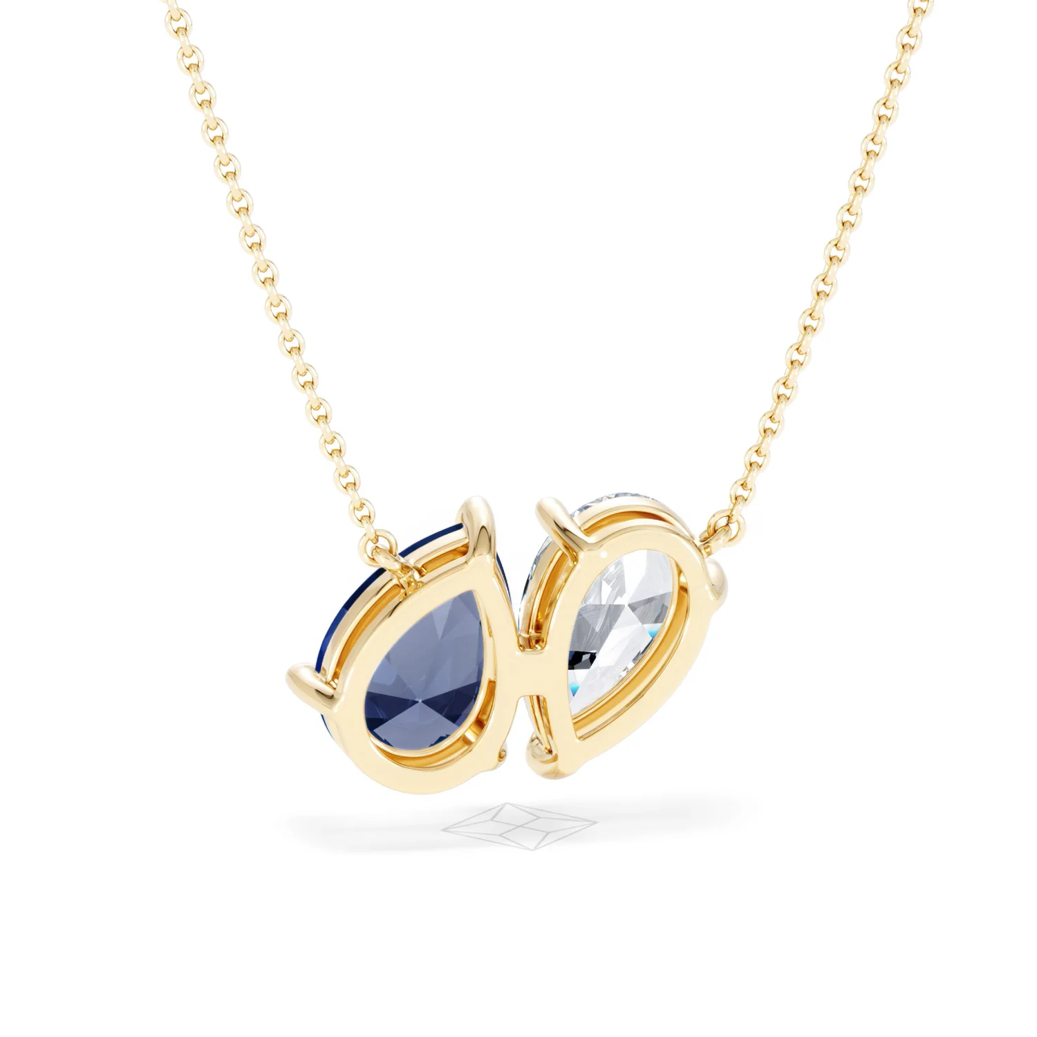 Toi Et Moi 1.50ct Pear Lab Diamond and 2.50ct Pear Lab Sapphire Necklace in 18K Yellow Gold - Image 51