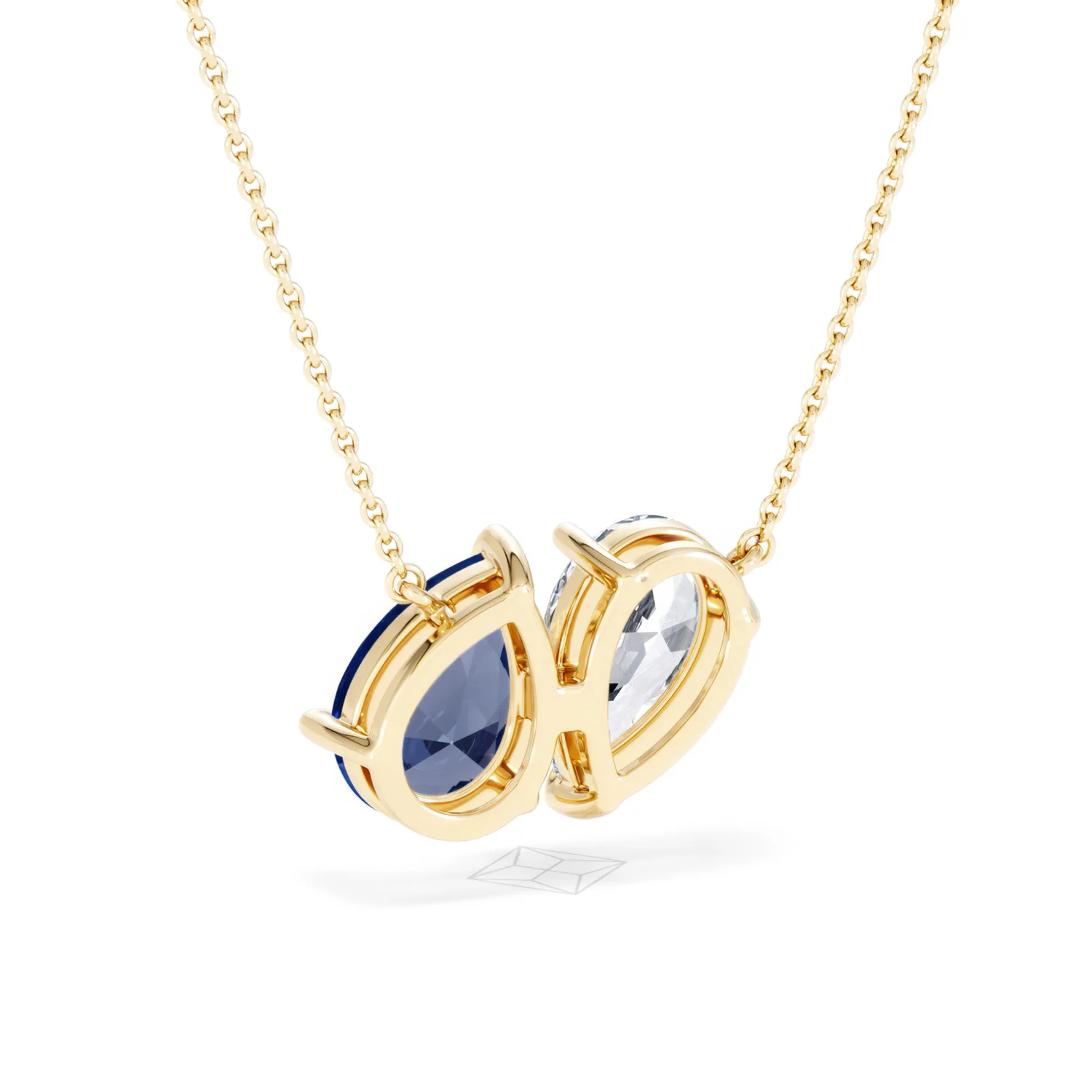 Toi Et Moi 1.50ct Pear Lab Diamond and 2.50ct Pear Lab Sapphire Necklace in 18K Yellow Gold - Image 53