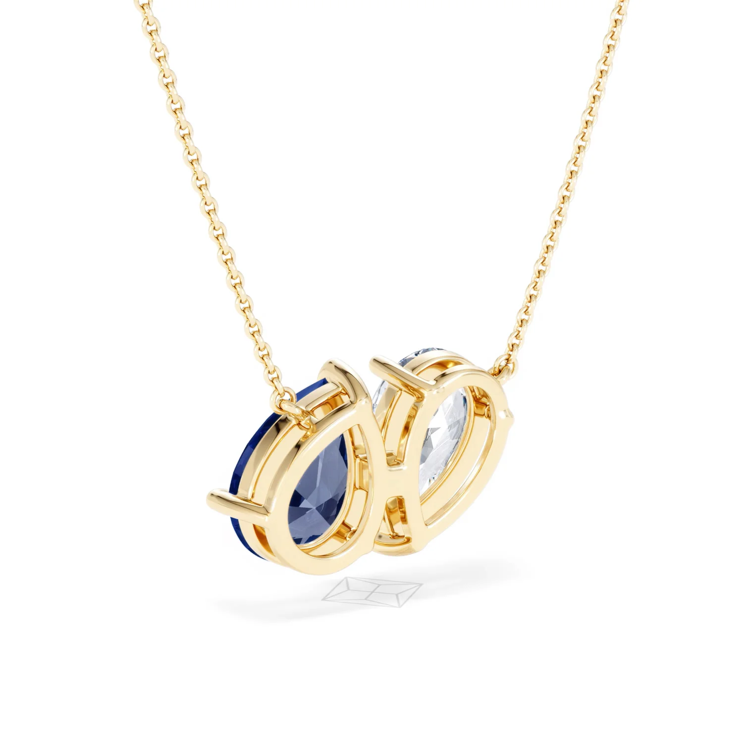 Toi Et Moi 1.50ct Pear Lab Diamond and 2.50ct Pear Lab Sapphire Necklace in 18K Yellow Gold - Image 55