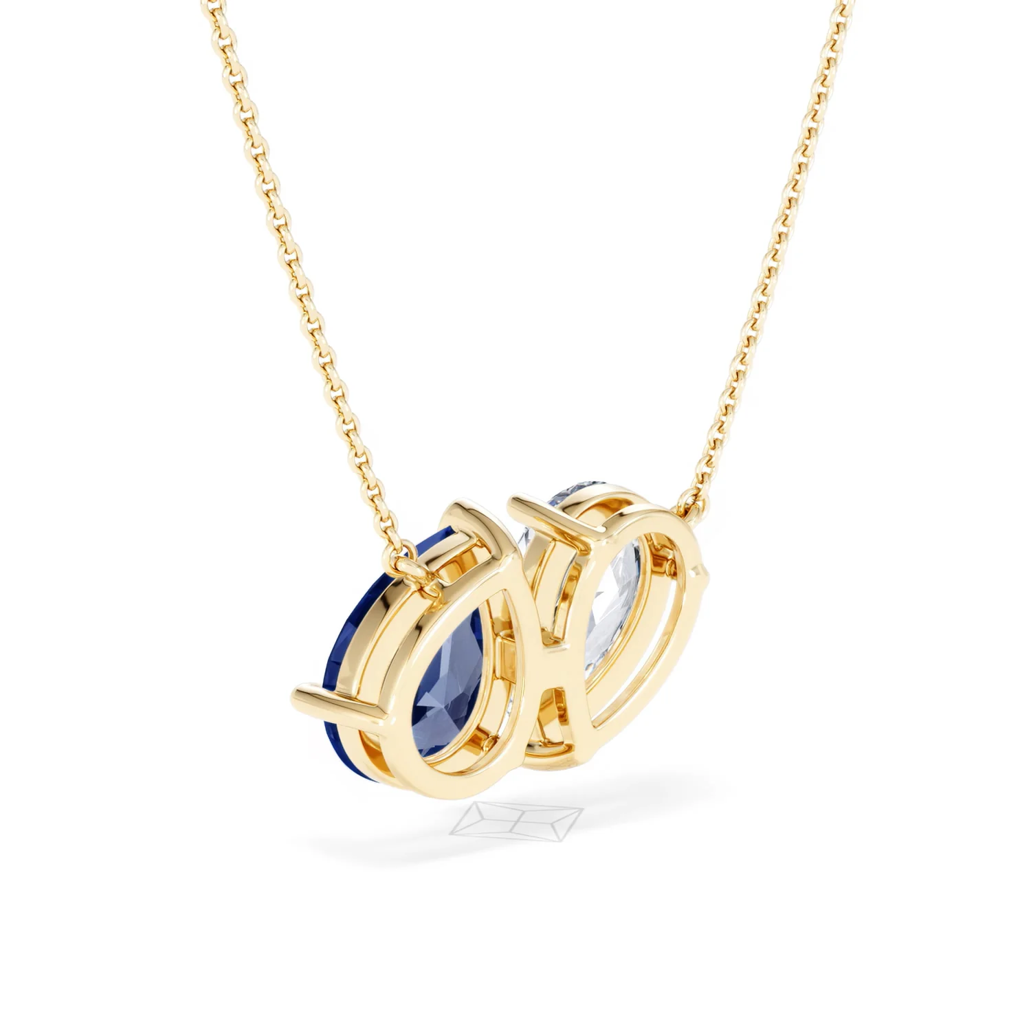Toi Et Moi 1.50ct Pear Lab Diamond and 2.50ct Pear Lab Sapphire Necklace in 18K Yellow Gold - Image 56