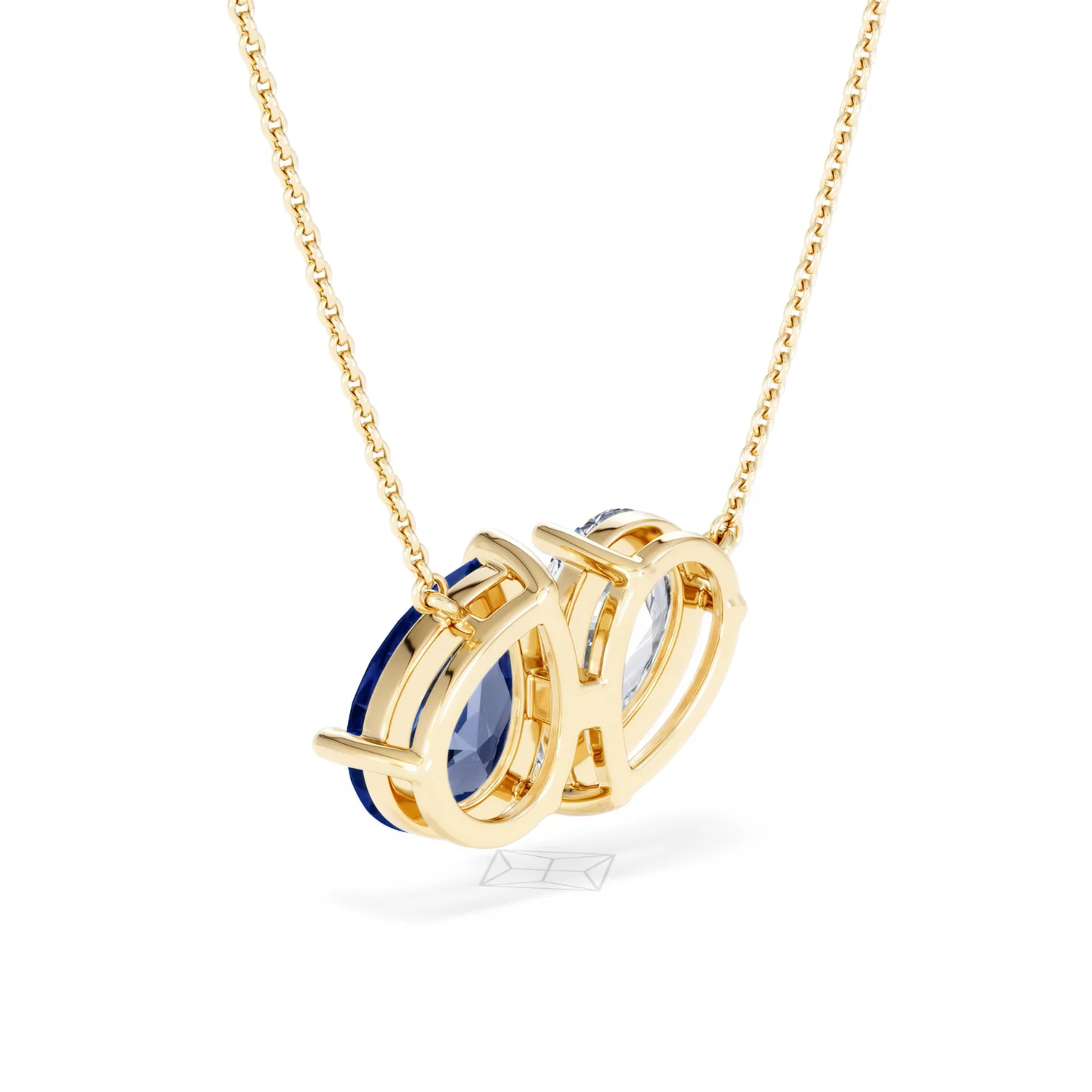 Toi Et Moi 1.50ct Pear Lab Diamond and 2.50ct Pear Lab Sapphire Necklace in 18K Yellow Gold - Image 57