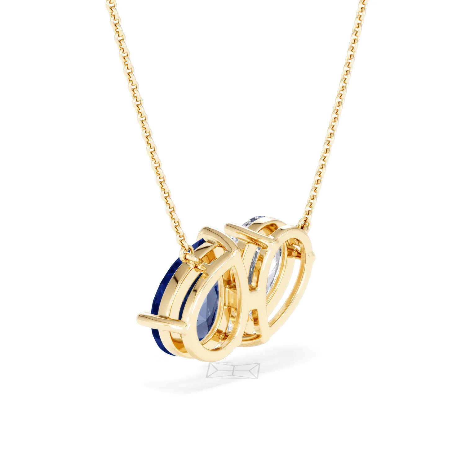 Toi Et Moi 1.50ct Pear Lab Diamond and 2.50ct Pear Lab Sapphire Necklace in 18K Yellow Gold - Image 58