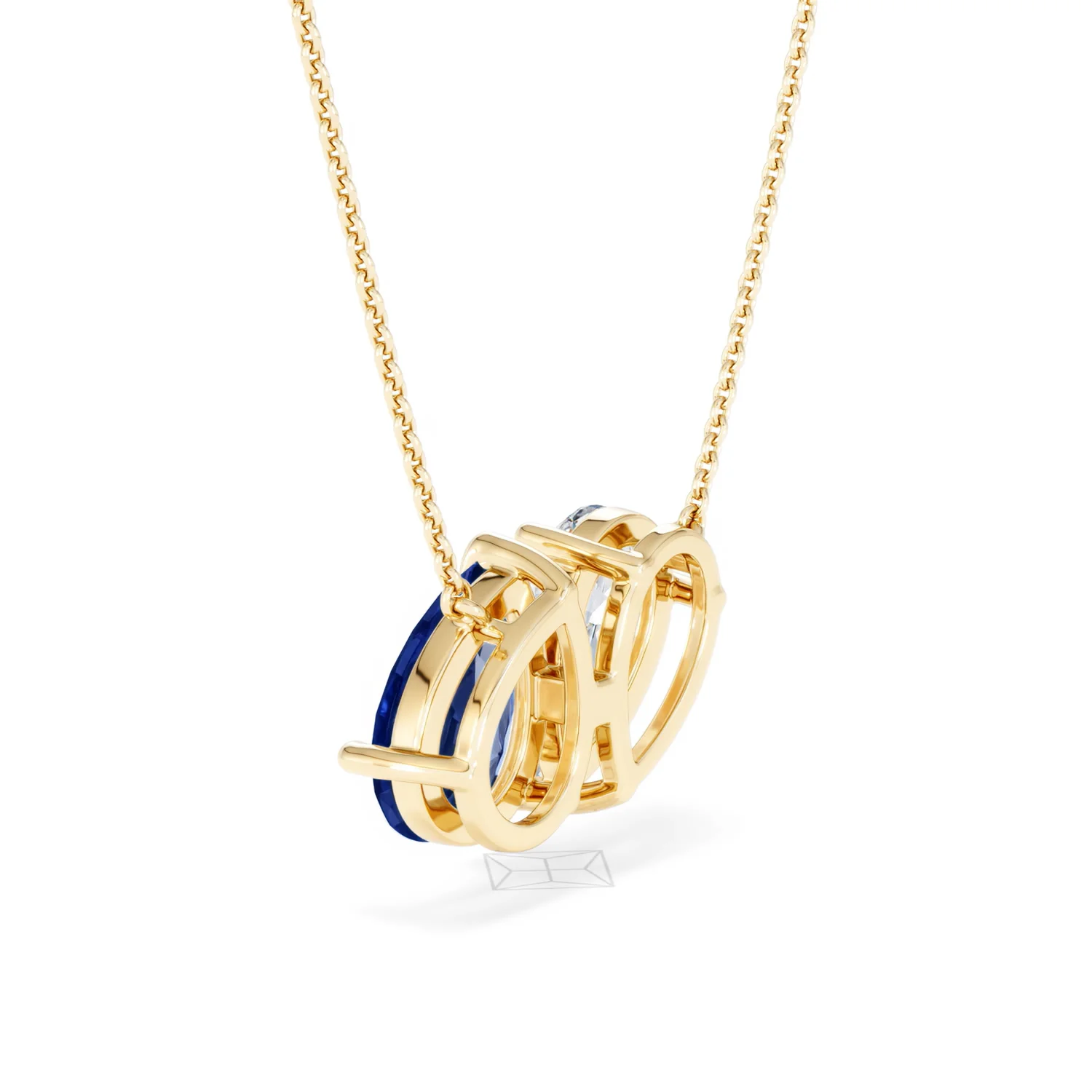 Toi Et Moi 1.50ct Pear Lab Diamond and 2.50ct Pear Lab Sapphire Necklace in 18K Yellow Gold - Image 60