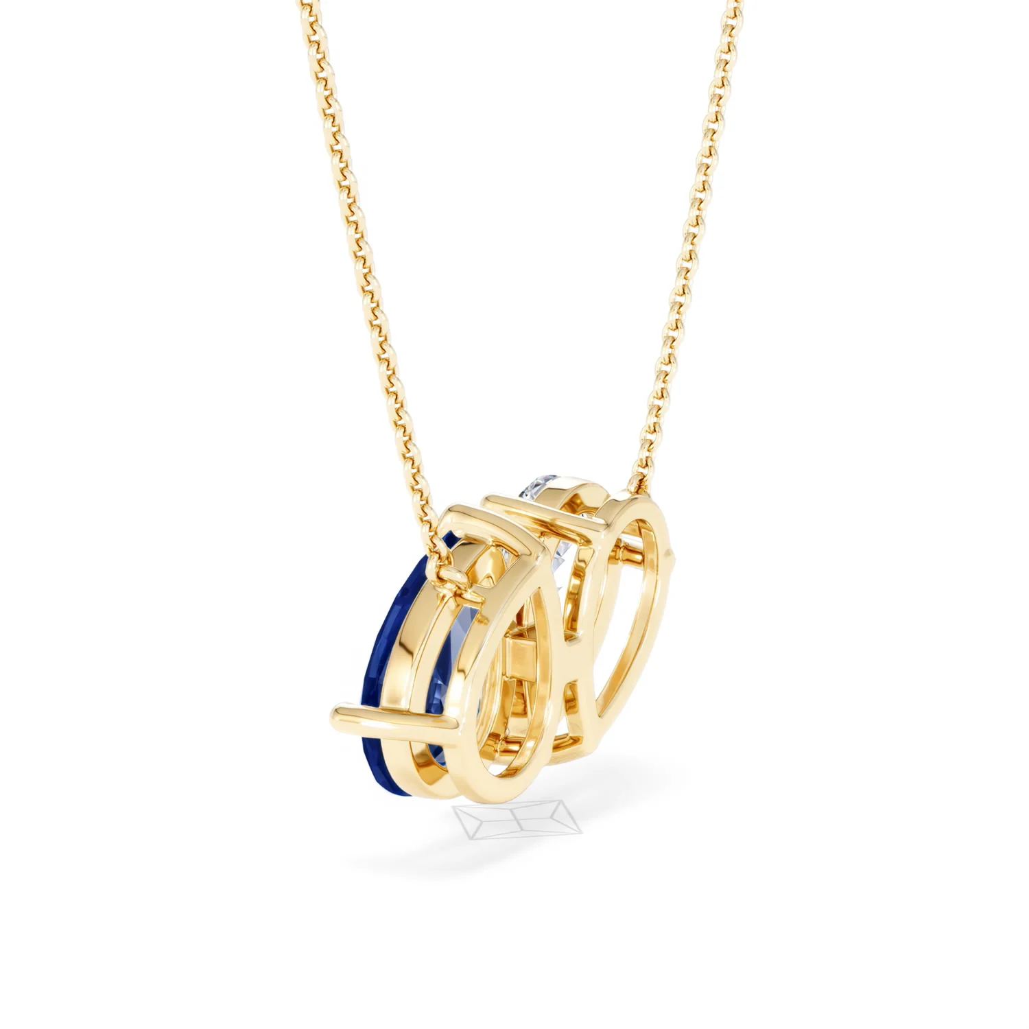 Toi Et Moi 1.50ct Pear Lab Diamond and 2.50ct Pear Lab Sapphire Necklace in 18K Yellow Gold - Image 61