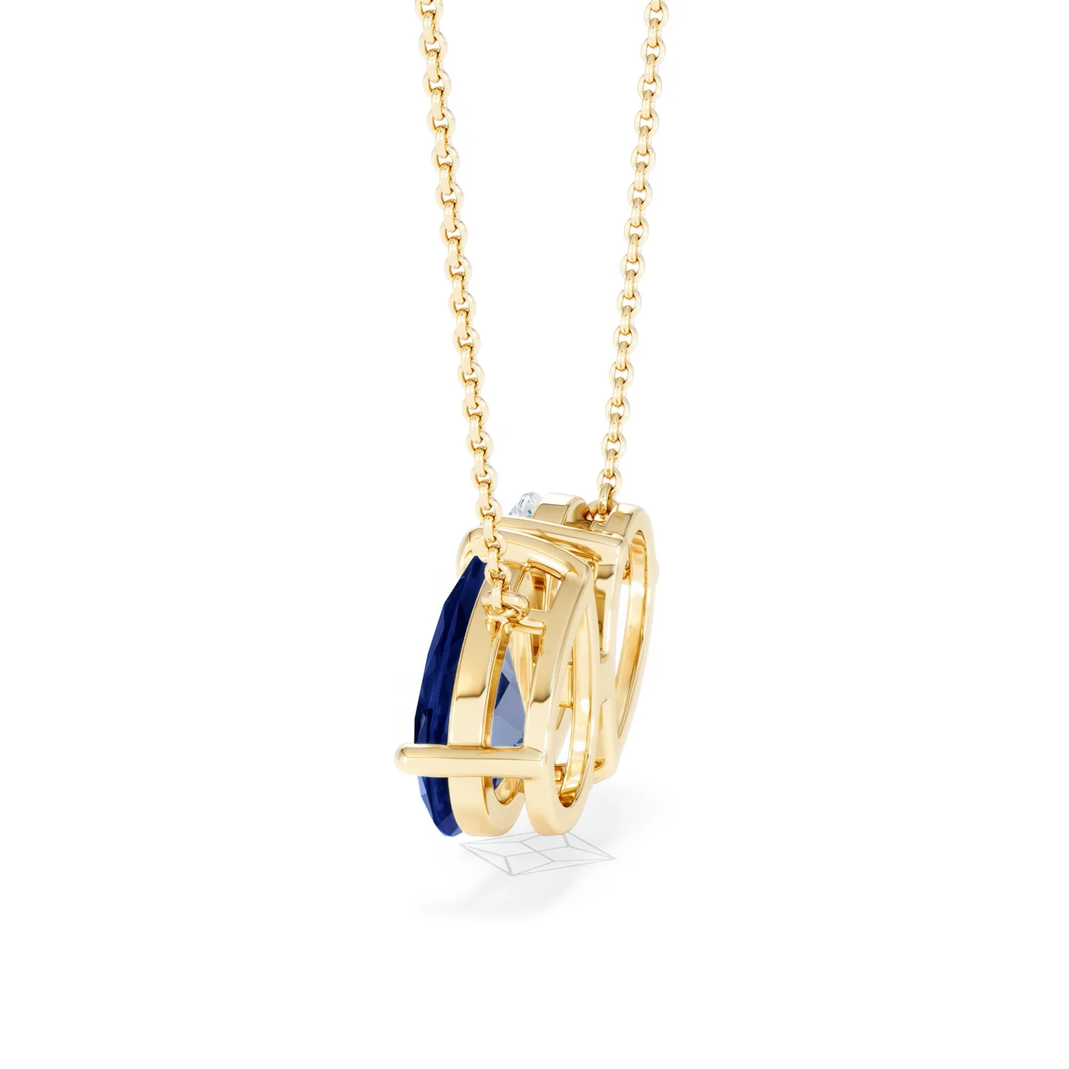 Toi Et Moi 1.50ct Pear Lab Diamond and 2.50ct Pear Lab Sapphire Necklace in 18K Yellow Gold - Image 65