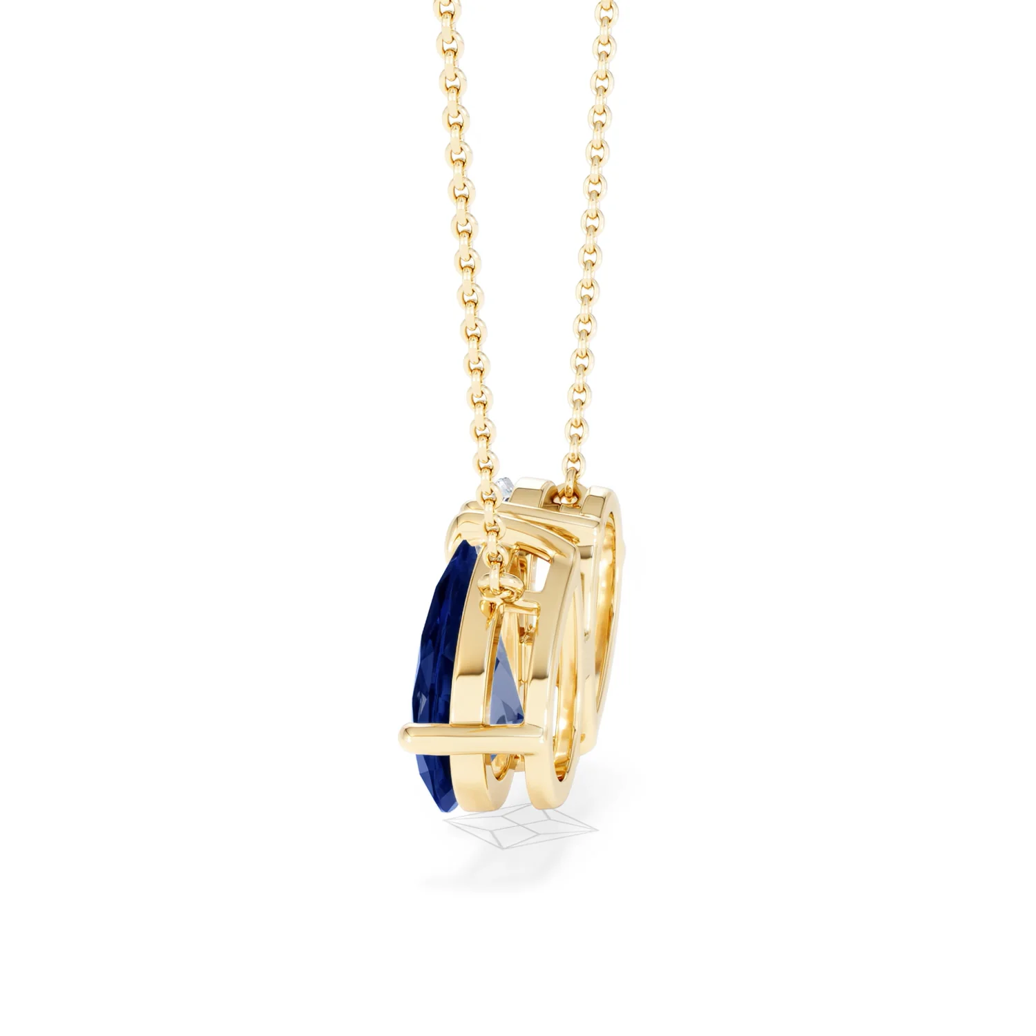 Toi Et Moi 1.50ct Pear Lab Diamond and 2.50ct Pear Lab Sapphire Necklace in 18K Yellow Gold - Image 66