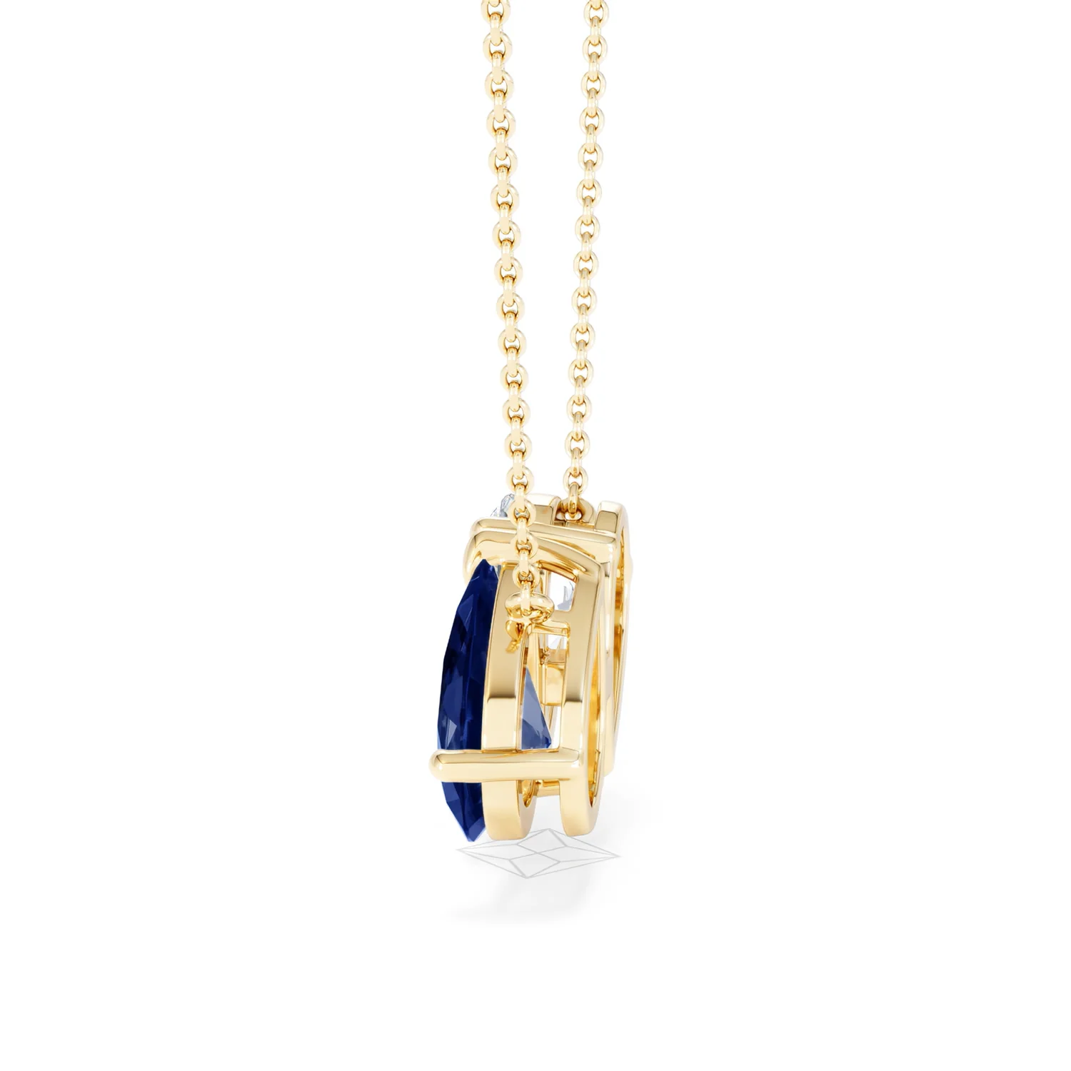 Toi Et Moi 1.50ct Pear Lab Diamond and 2.50ct Pear Lab Sapphire Necklace in 18K Yellow Gold - Image 67