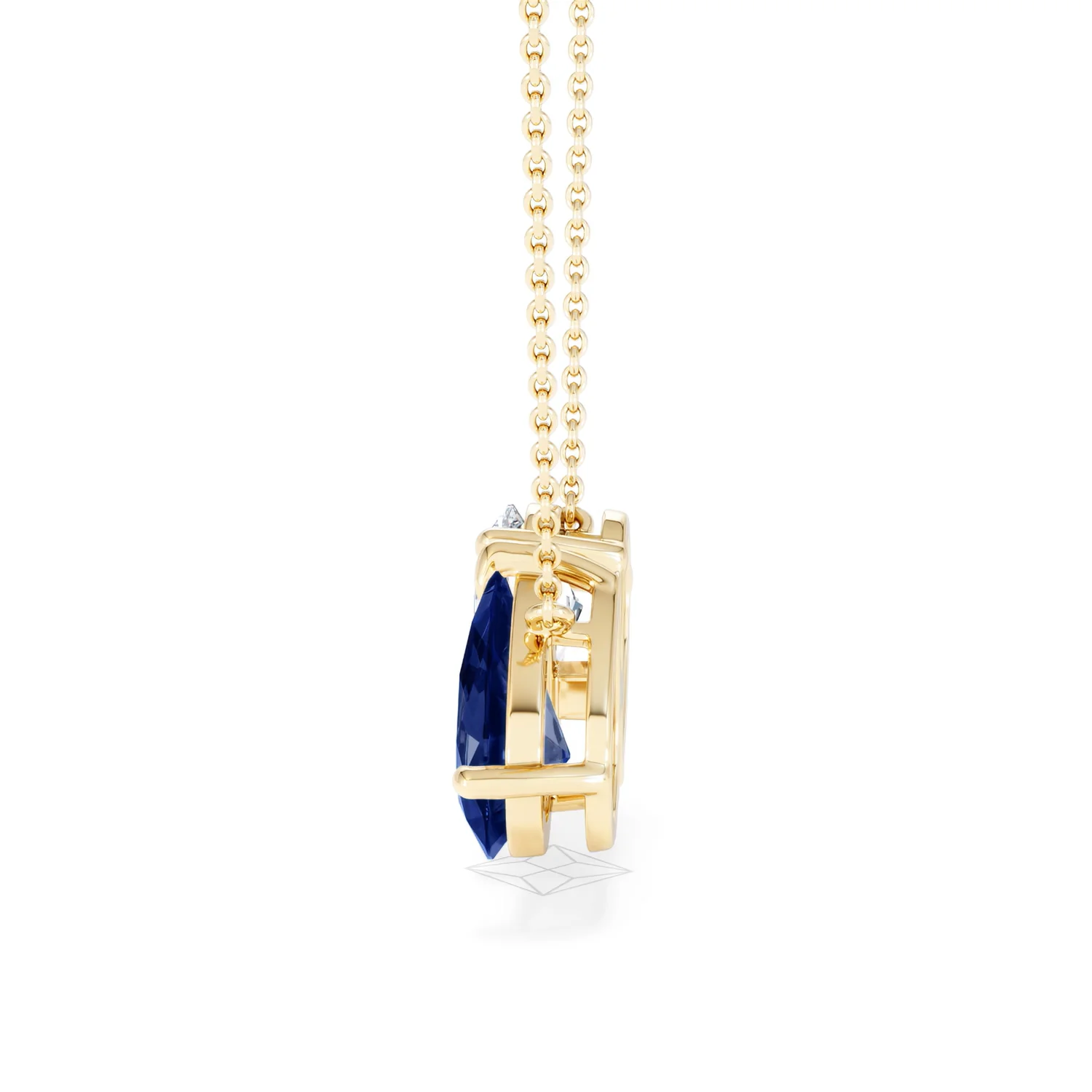 Toi Et Moi 1.50ct Pear Lab Diamond and 2.50ct Pear Lab Sapphire Necklace in 18K Yellow Gold - Image 68