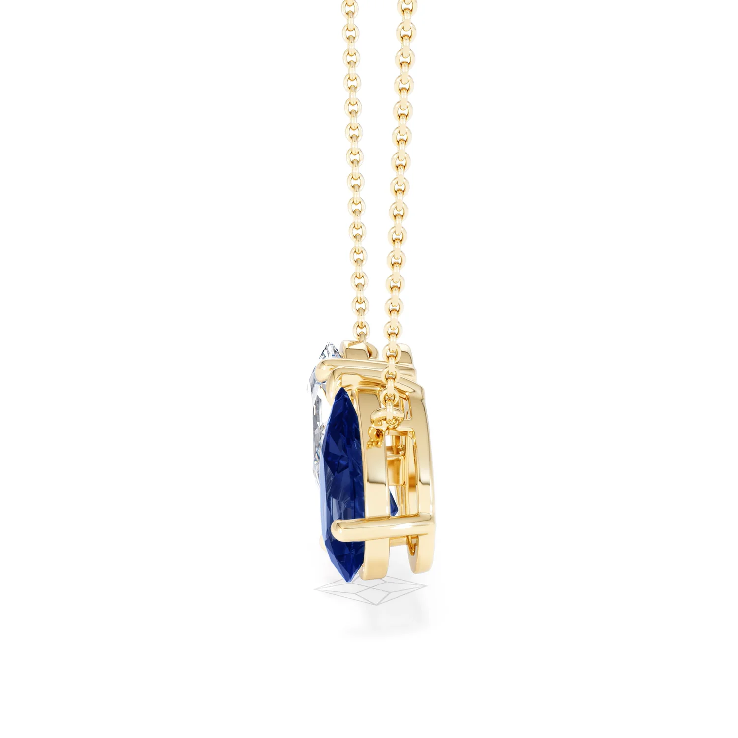 Toi Et Moi 1.50ct Pear Lab Diamond and 2.50ct Pear Lab Sapphire Necklace in 18K Yellow Gold - Image 70