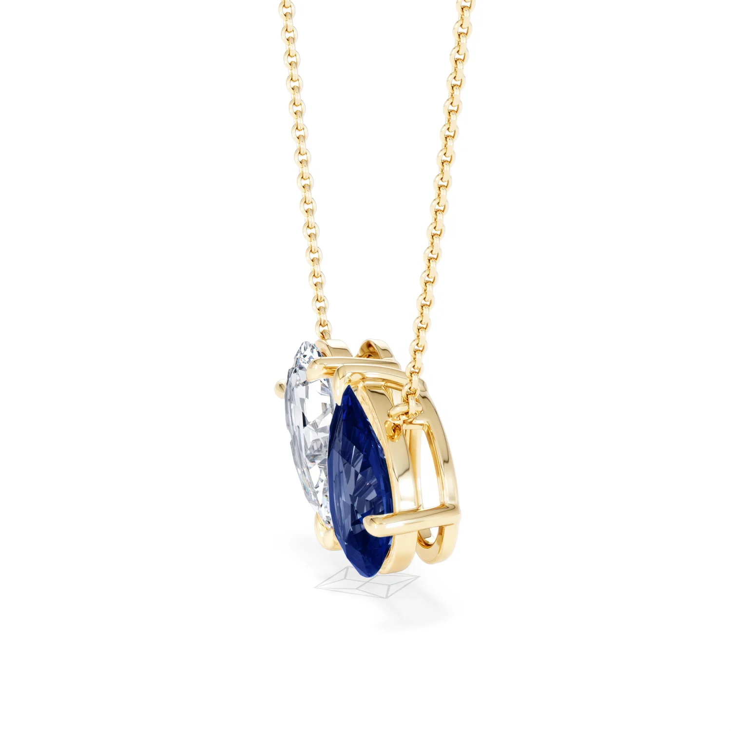 Toi Et Moi 1.50ct Pear Lab Diamond and 2.50ct Pear Lab Sapphire Necklace in 18K Yellow Gold - Image 73