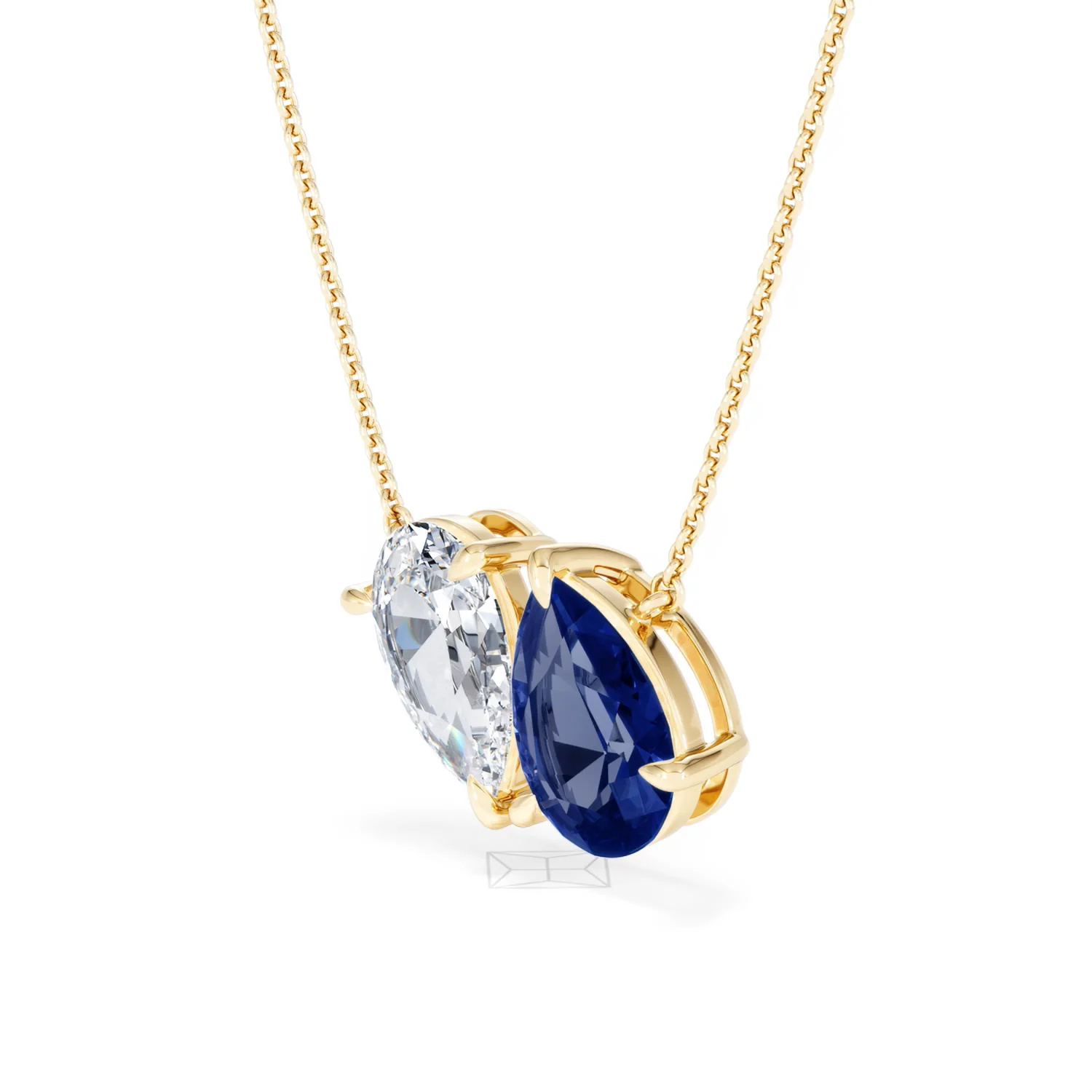 Toi Et Moi 1.50ct Pear Lab Diamond and 2.50ct Pear Lab Sapphire Necklace in 18K Yellow Gold - Image 79