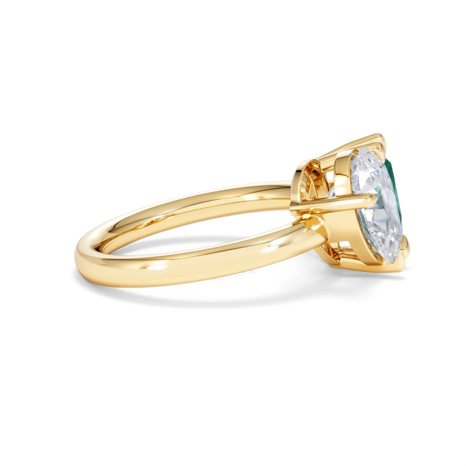 Toi Et Moi 1.50ct Pear Lab Diamond and 2.60ct Pear Lab Emerald Engagement Ring in 18K Yellow Gold - Image 28