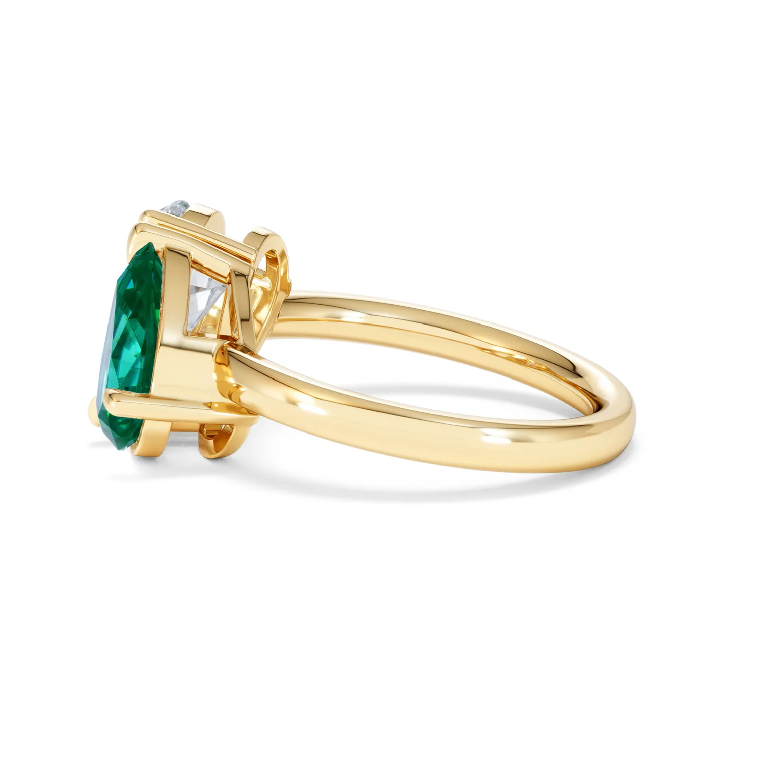 Toi Et Moi 1.50ct Pear Lab Diamond and 2.60ct Pear Lab Emerald Engagement Ring in 18K Yellow Gold - Image 68