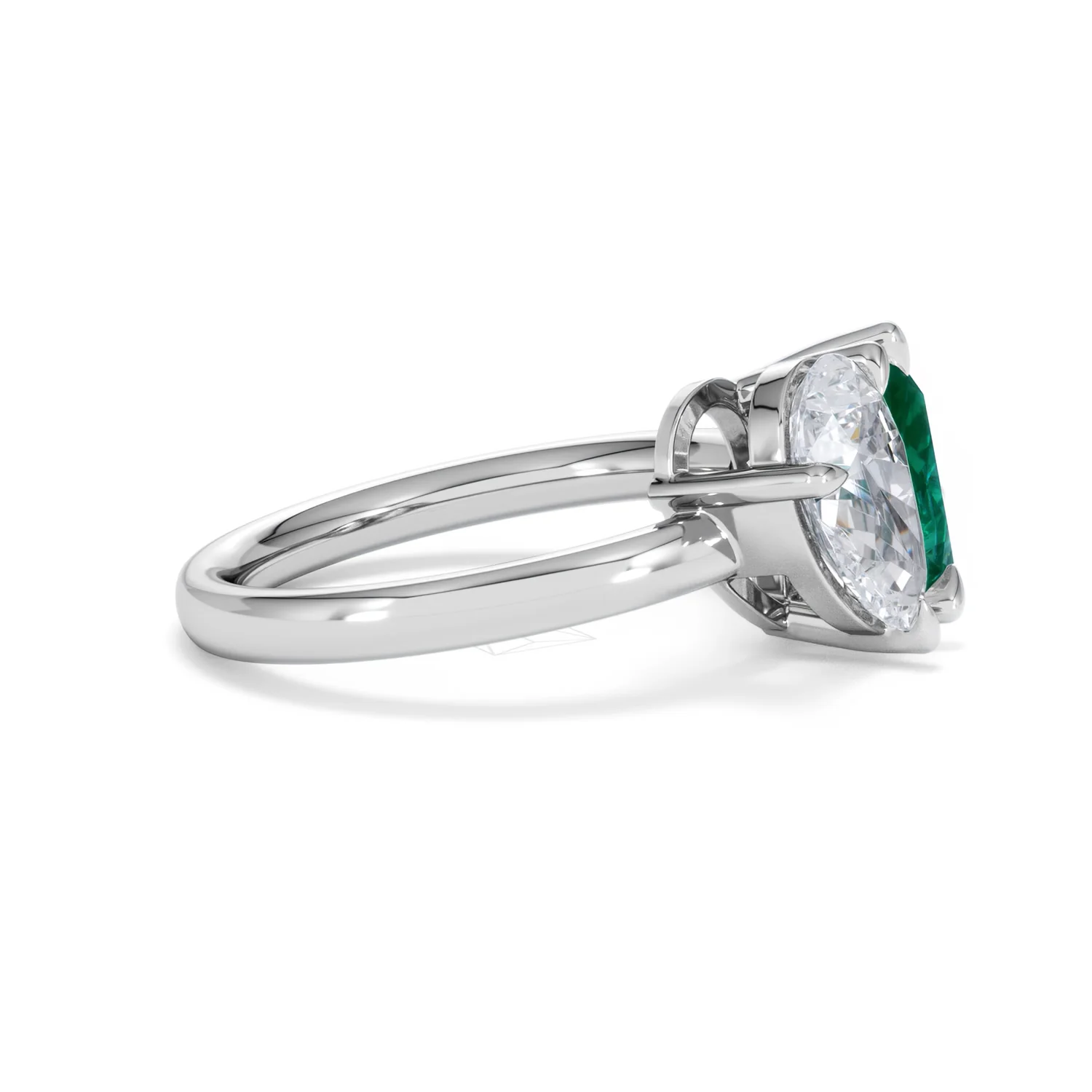 Toi Et Moi 1.50ct Pear Lab Diamond and 2.60ct Pear Lab Emerald Engagement Ring in Platinum - Image 26