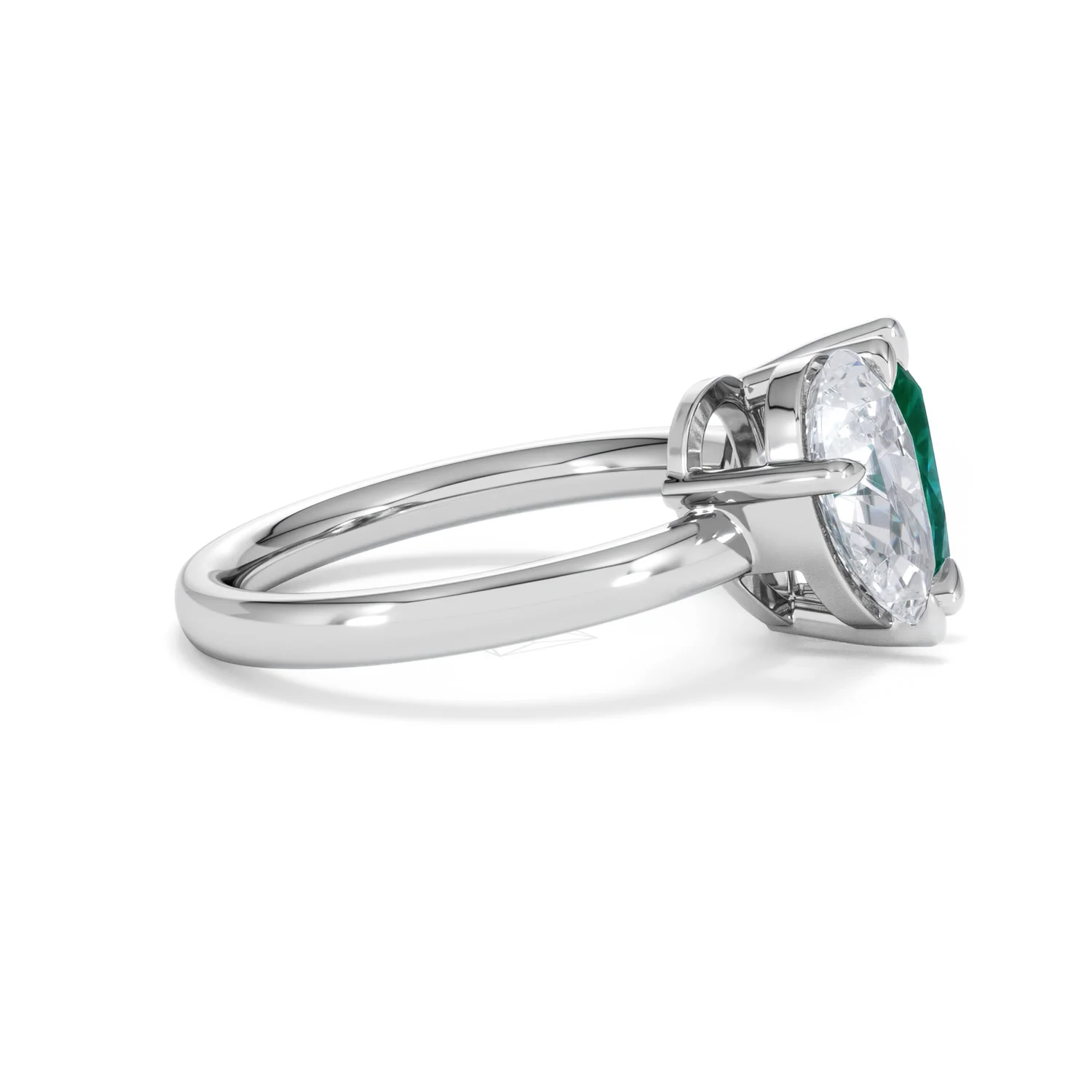 Toi Et Moi 1.50ct Pear Lab Diamond and 2.60ct Pear Lab Emerald Engagement Ring in Platinum - Image 27