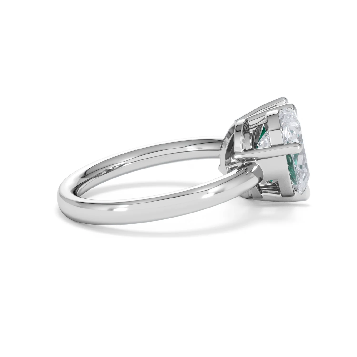 Toi Et Moi 1.50ct Pear Lab Diamond and 2.60ct Pear Lab Emerald Engagement Ring in Platinum - Image 31