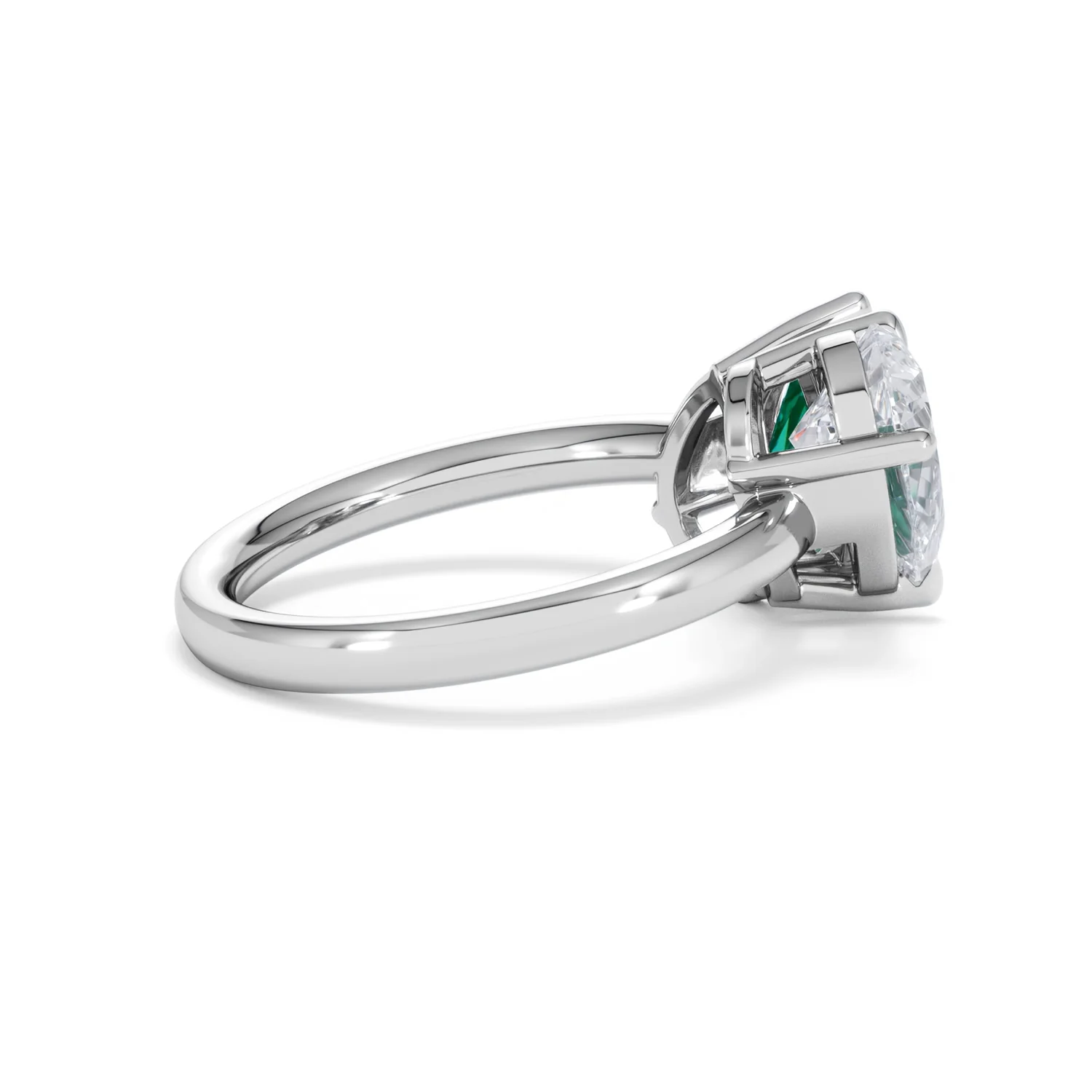 Toi Et Moi 1.50ct Pear Lab Diamond and 2.60ct Pear Lab Emerald Engagement Ring in Platinum - Image 32