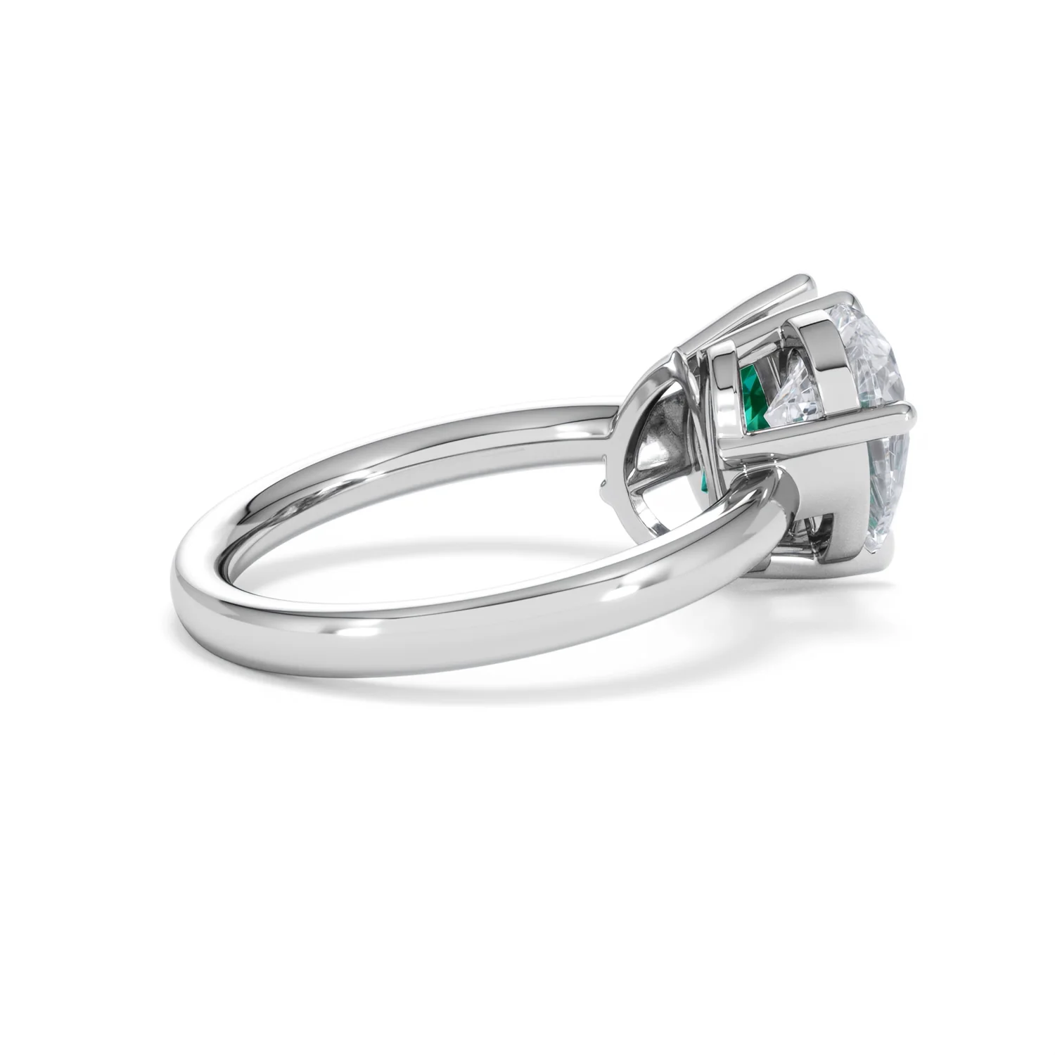 Toi Et Moi 1.50ct Pear Lab Diamond and 2.60ct Pear Lab Emerald Engagement Ring in Platinum - Image 34
