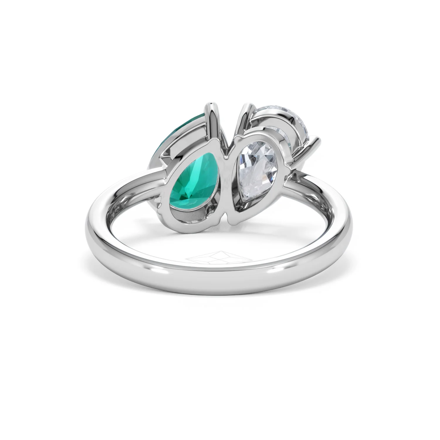 Toi Et Moi 1.50ct Pear Lab Diamond and 2.60ct Pear Lab Emerald Engagement Ring in Platinum - Image 48