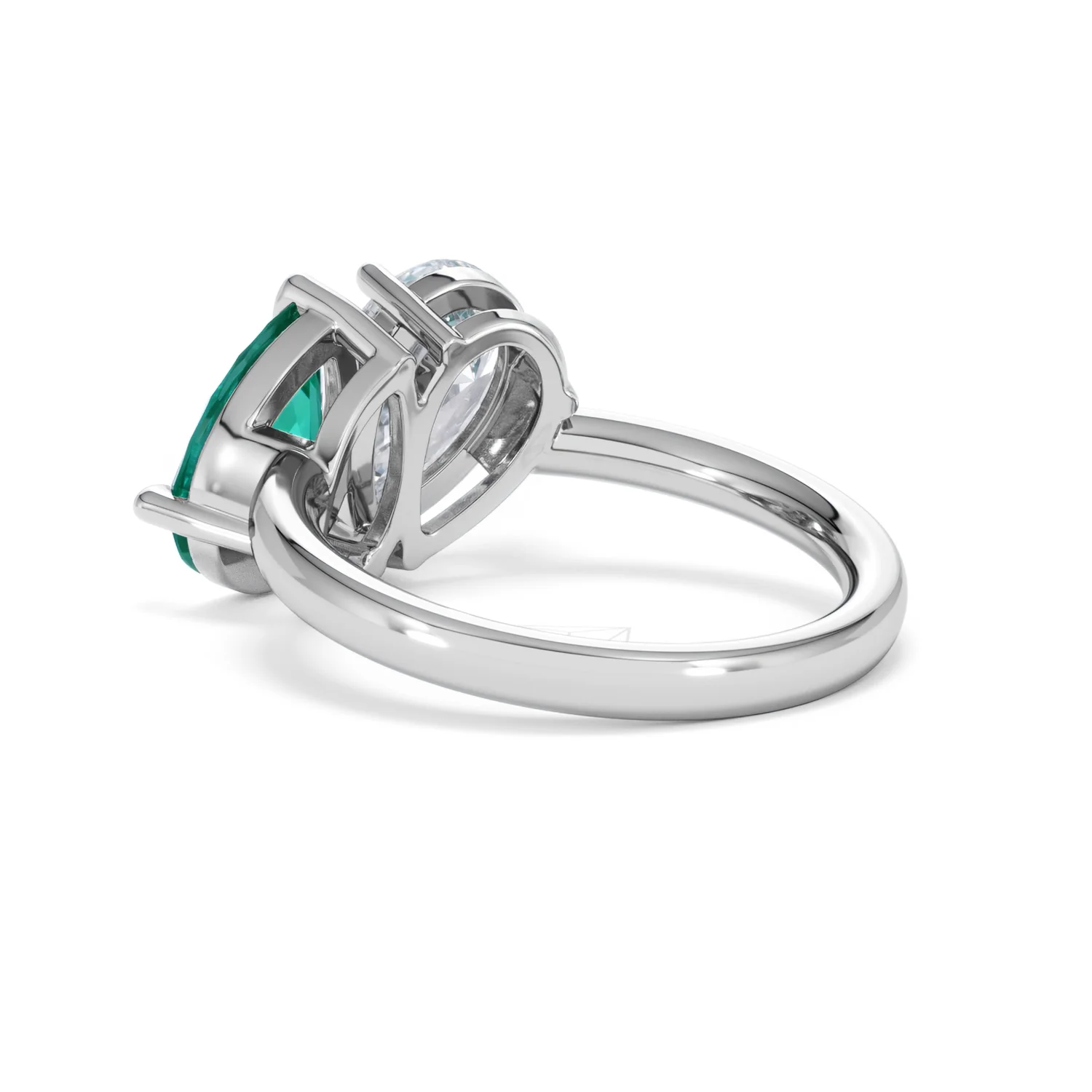 Toi Et Moi 1.50ct Pear Lab Diamond and 2.60ct Pear Lab Emerald Engagement Ring in Platinum - Image 58