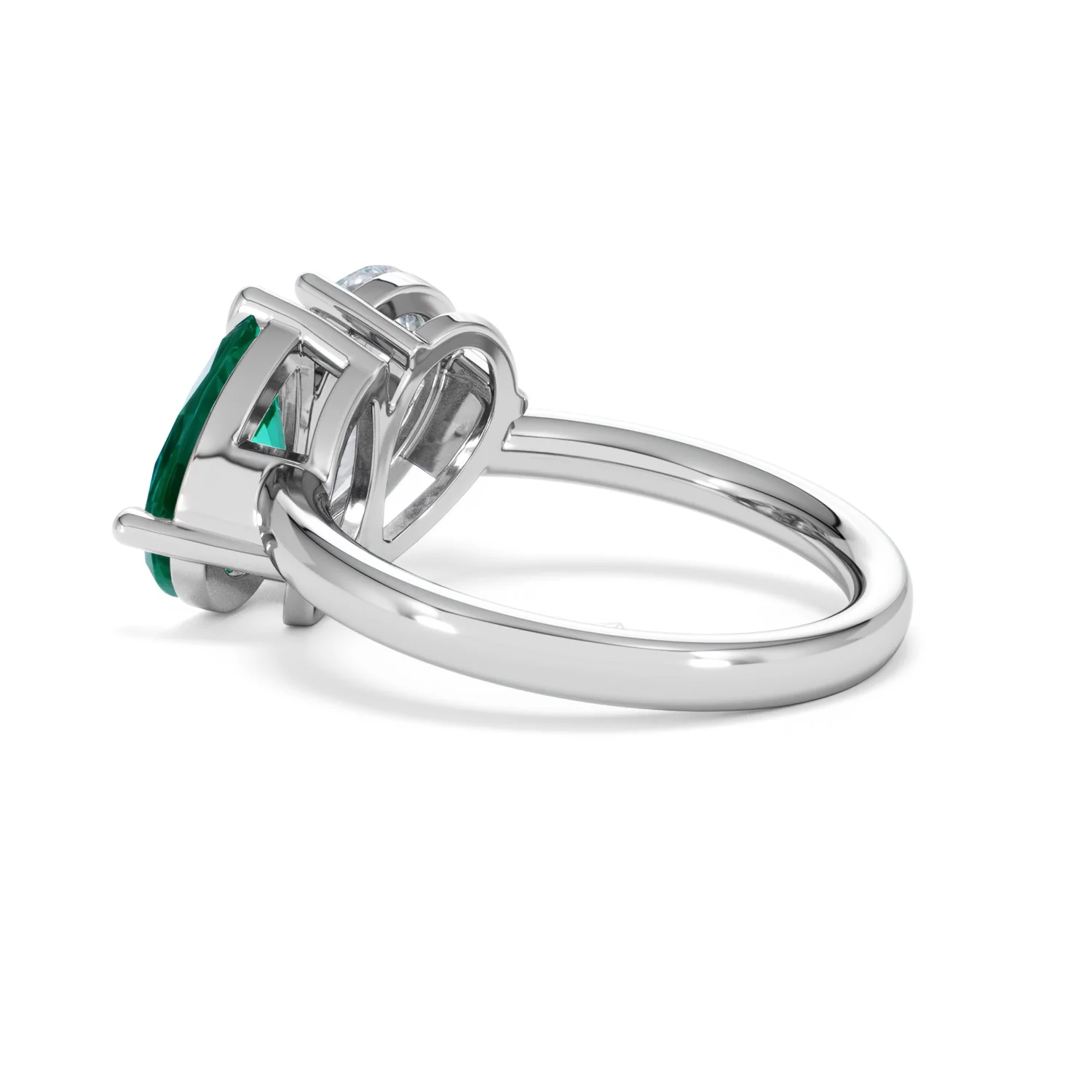 Toi Et Moi 1.50ct Pear Lab Diamond and 2.60ct Pear Lab Emerald Engagement Ring in Platinum - Image 61