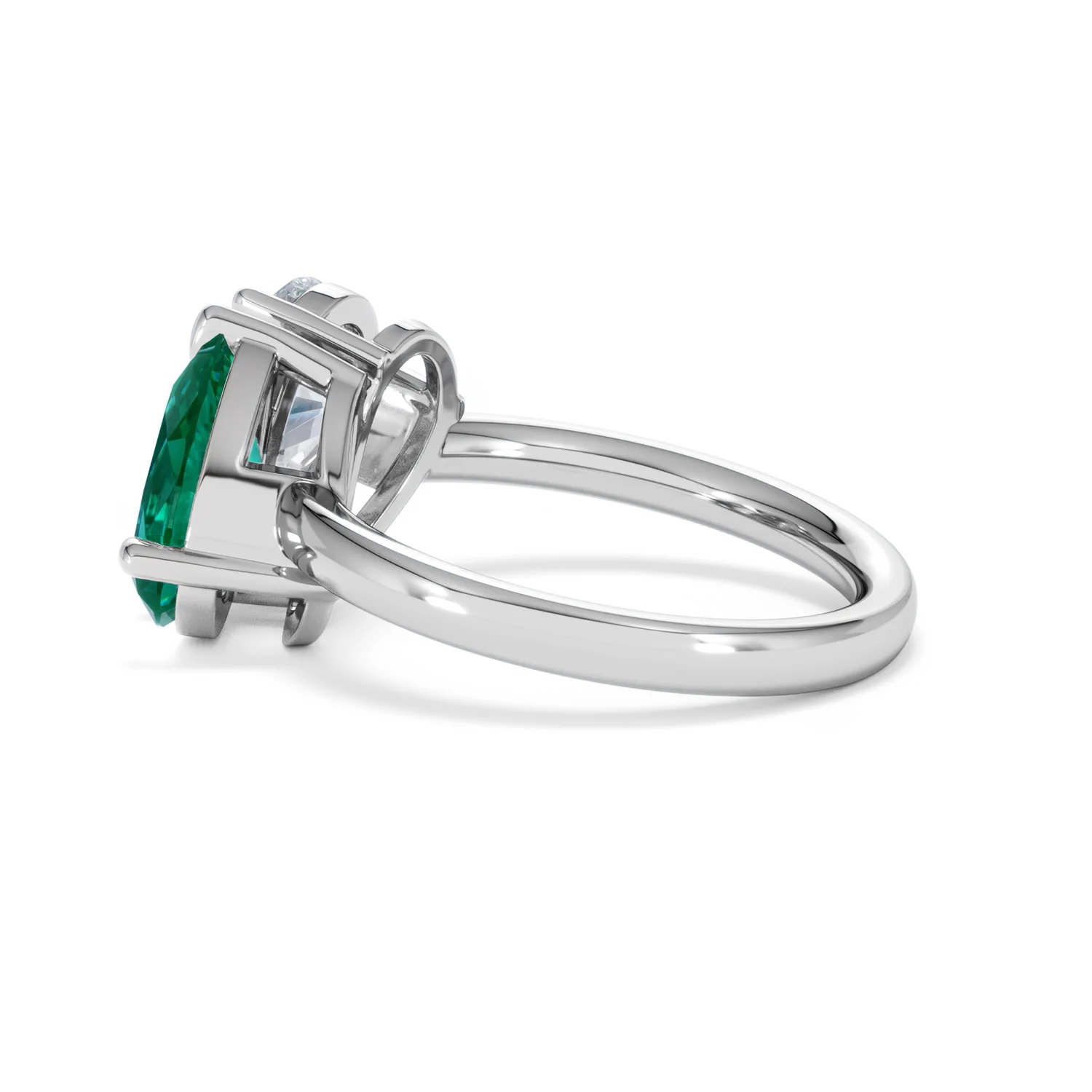 Toi Et Moi 1.50ct Pear Lab Diamond and 2.60ct Pear Lab Emerald Engagement Ring in Platinum - Image 65