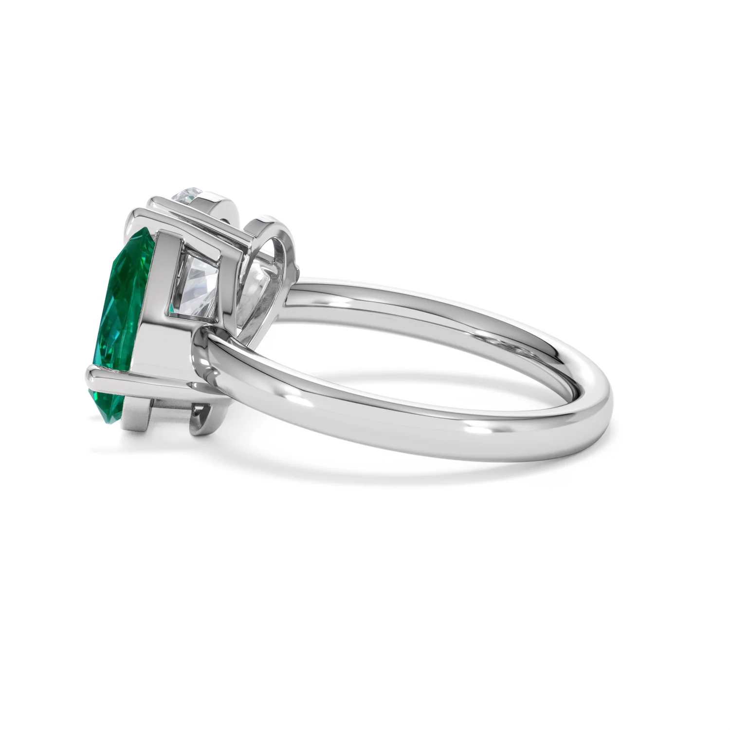 Toi Et Moi 1.50ct Pear Lab Diamond and 2.60ct Pear Lab Emerald Engagement Ring in Platinum - Image 66