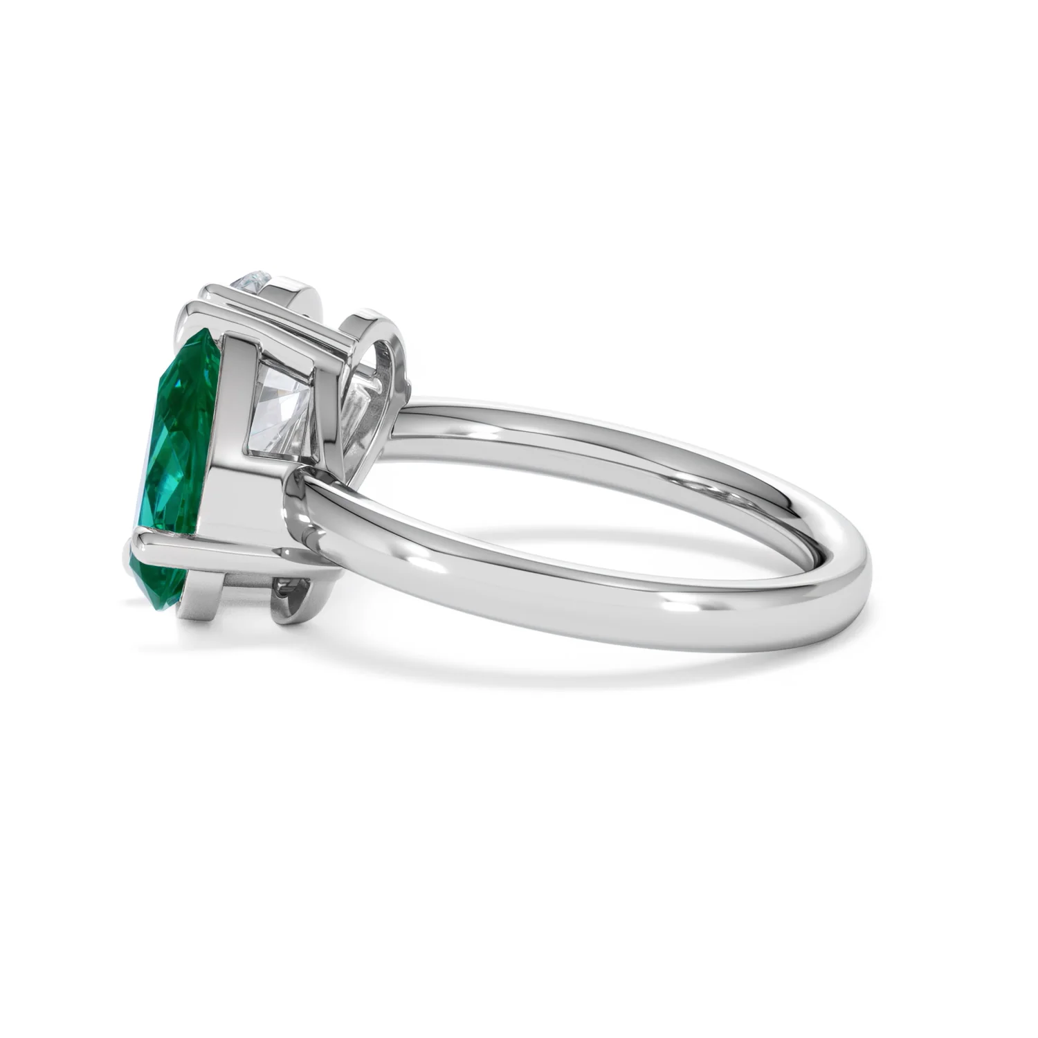 Toi Et Moi 1.50ct Pear Lab Diamond and 2.60ct Pear Lab Emerald Engagement Ring in Platinum - Image 67