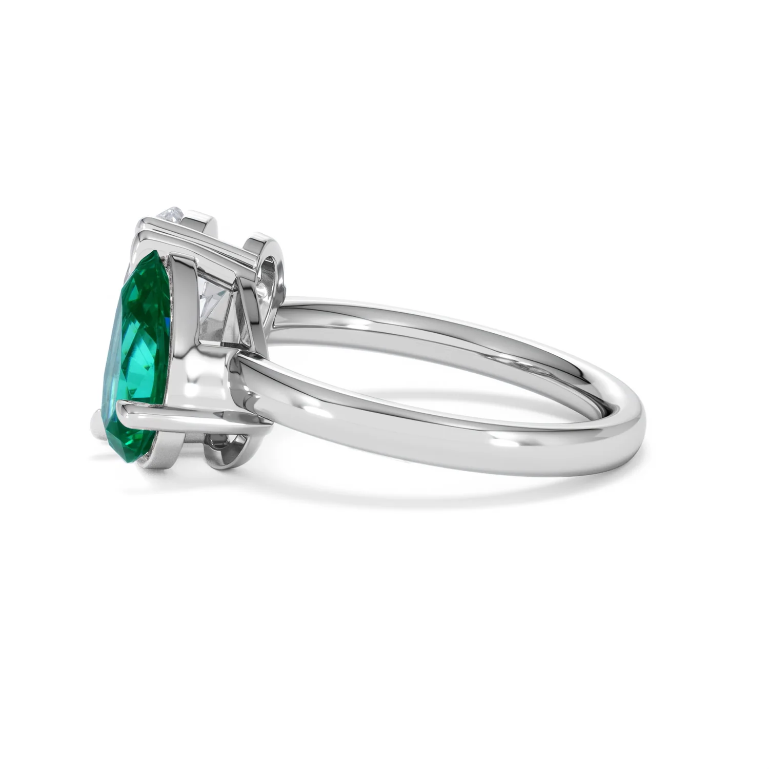 Toi Et Moi 1.50ct Pear Lab Diamond and 2.60ct Pear Lab Emerald Engagement Ring in Platinum - Image 69