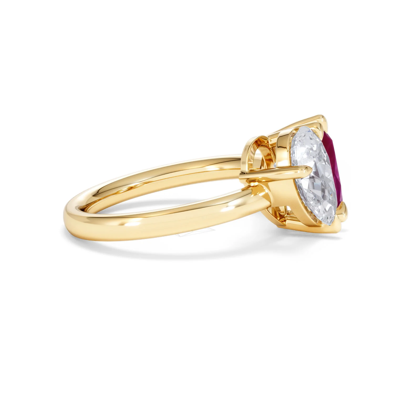 Toi Et Moi 1.50ct Pear Lab Diamond and 2.60ct Pear Lab Ruby Engagement Ring in 18K Yellow Gold - Image 27