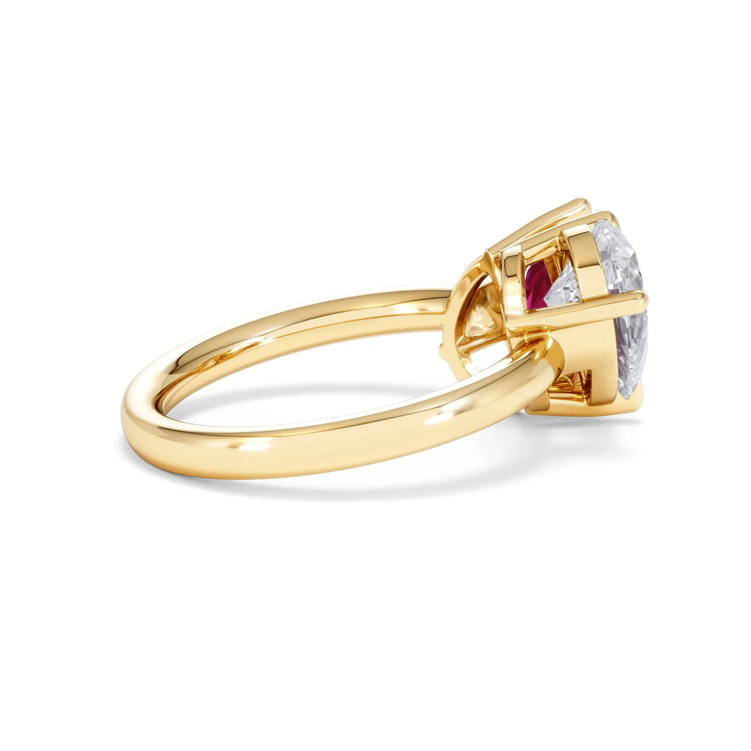 Toi Et Moi 1.50ct Pear Lab Diamond and 2.60ct Pear Lab Ruby Engagement Ring in 18K Yellow Gold - Image 33
