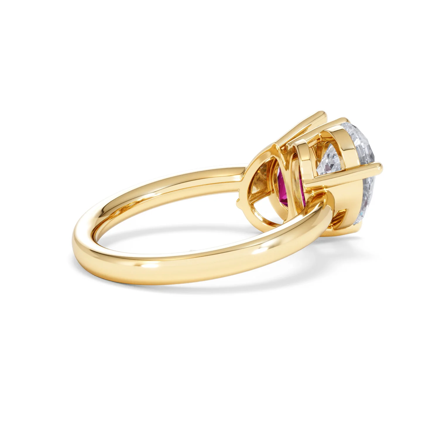Toi Et Moi 1.50ct Pear Lab Diamond and 2.60ct Pear Lab Ruby Engagement Ring in 18K Yellow Gold - Image 36