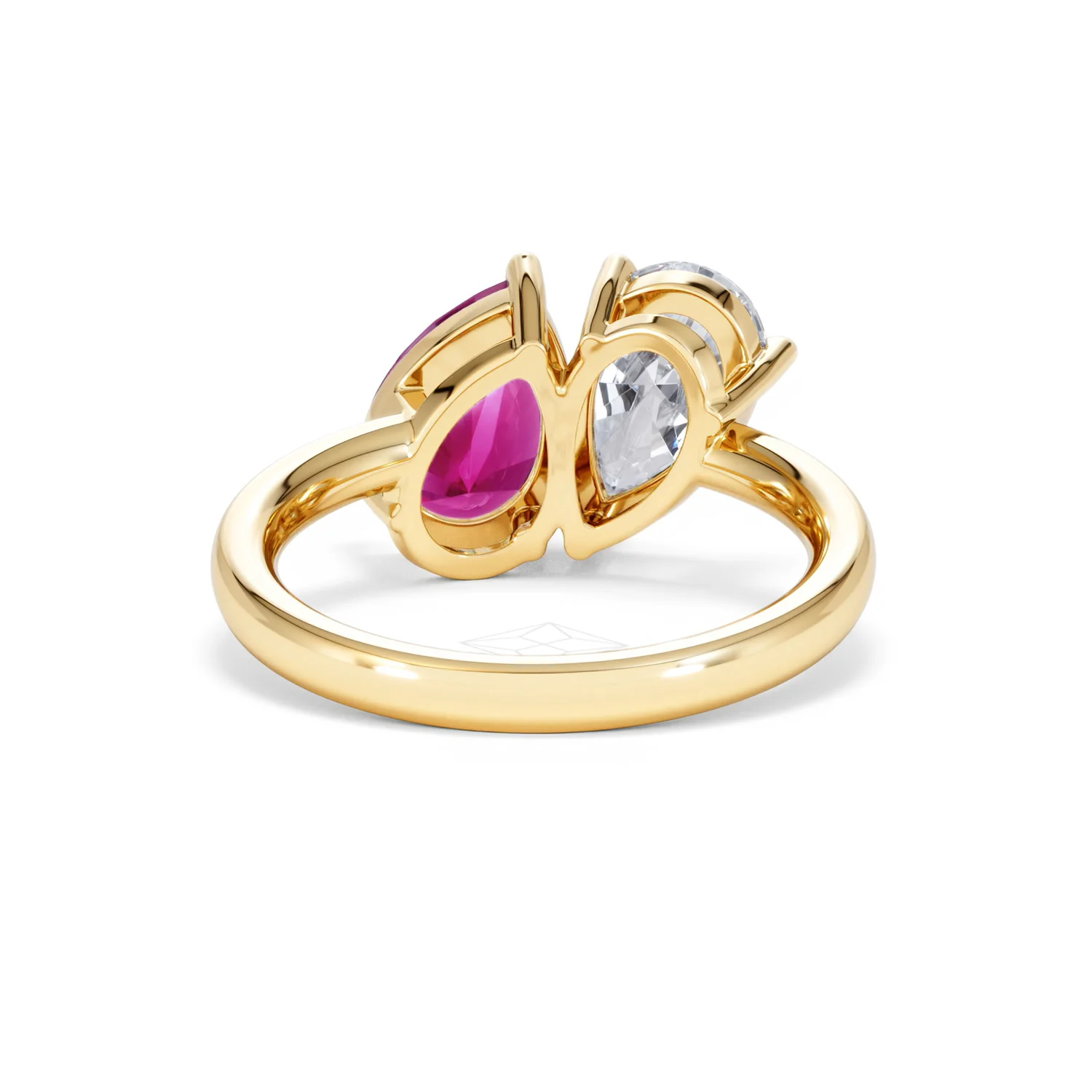 Toi Et Moi 1.50ct Pear Lab Diamond and 2.60ct Pear Lab Ruby Engagement Ring in 18K Yellow Gold - Image 48