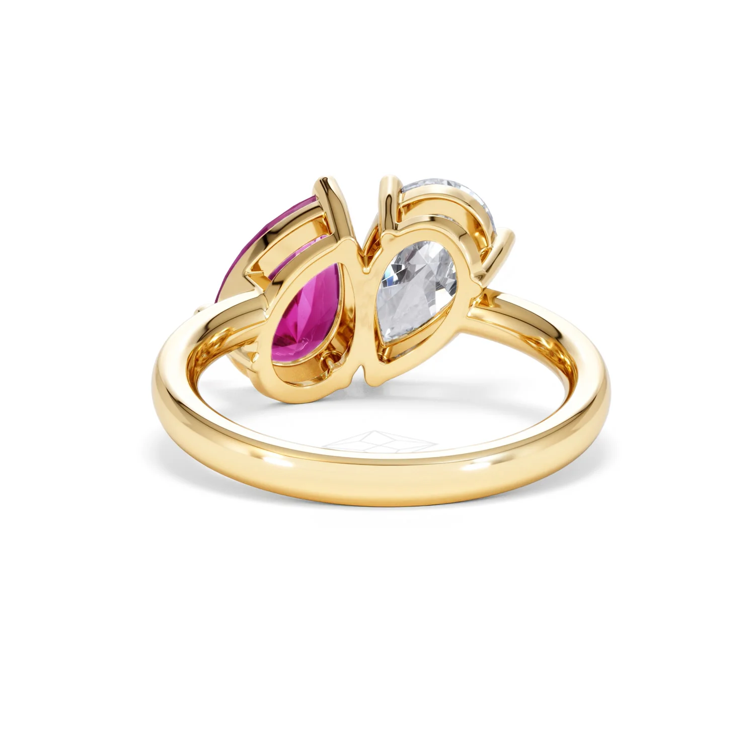 Toi Et Moi 1.50ct Pear Lab Diamond and 2.60ct Pear Lab Ruby Engagement Ring in 18K Yellow Gold - Image 50