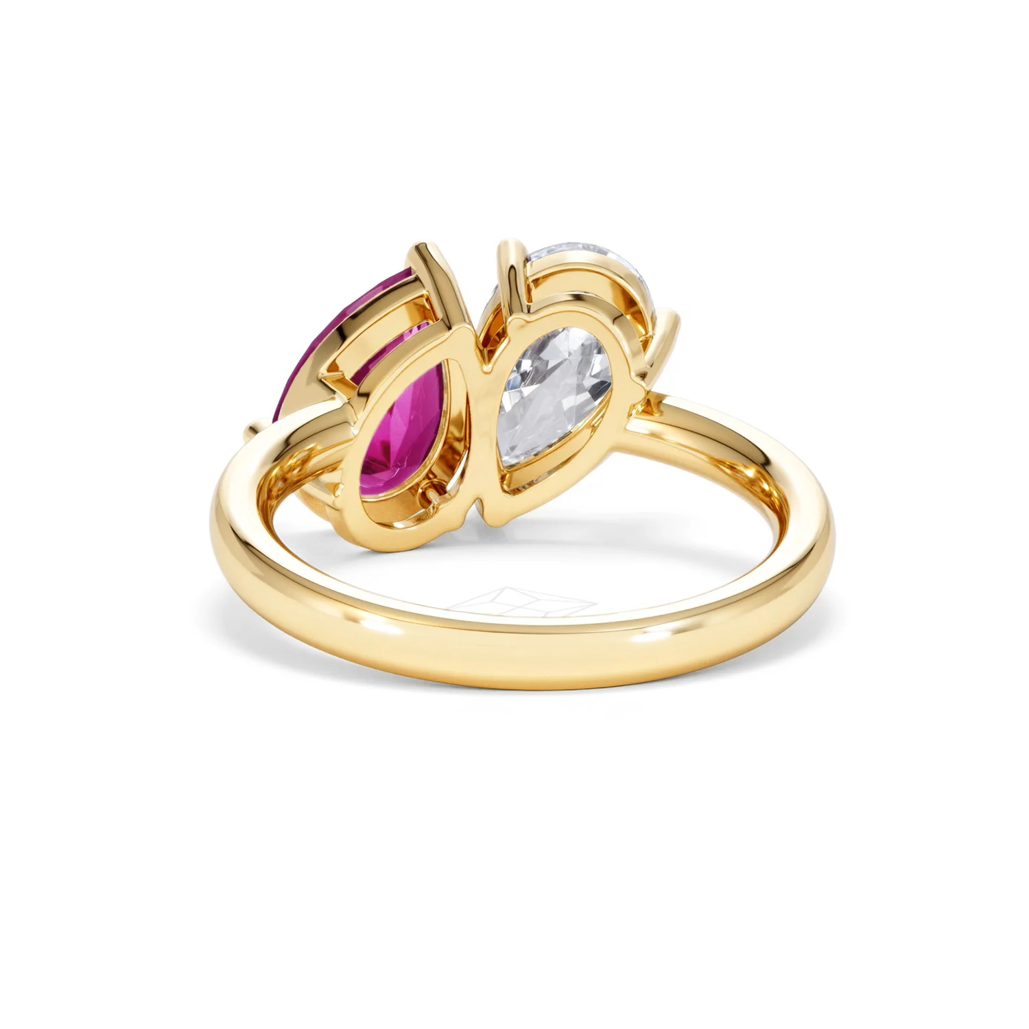 Toi Et Moi 1.50ct Pear Lab Diamond and 2.60ct Pear Lab Ruby Engagement Ring in 18K Yellow Gold - Image 51