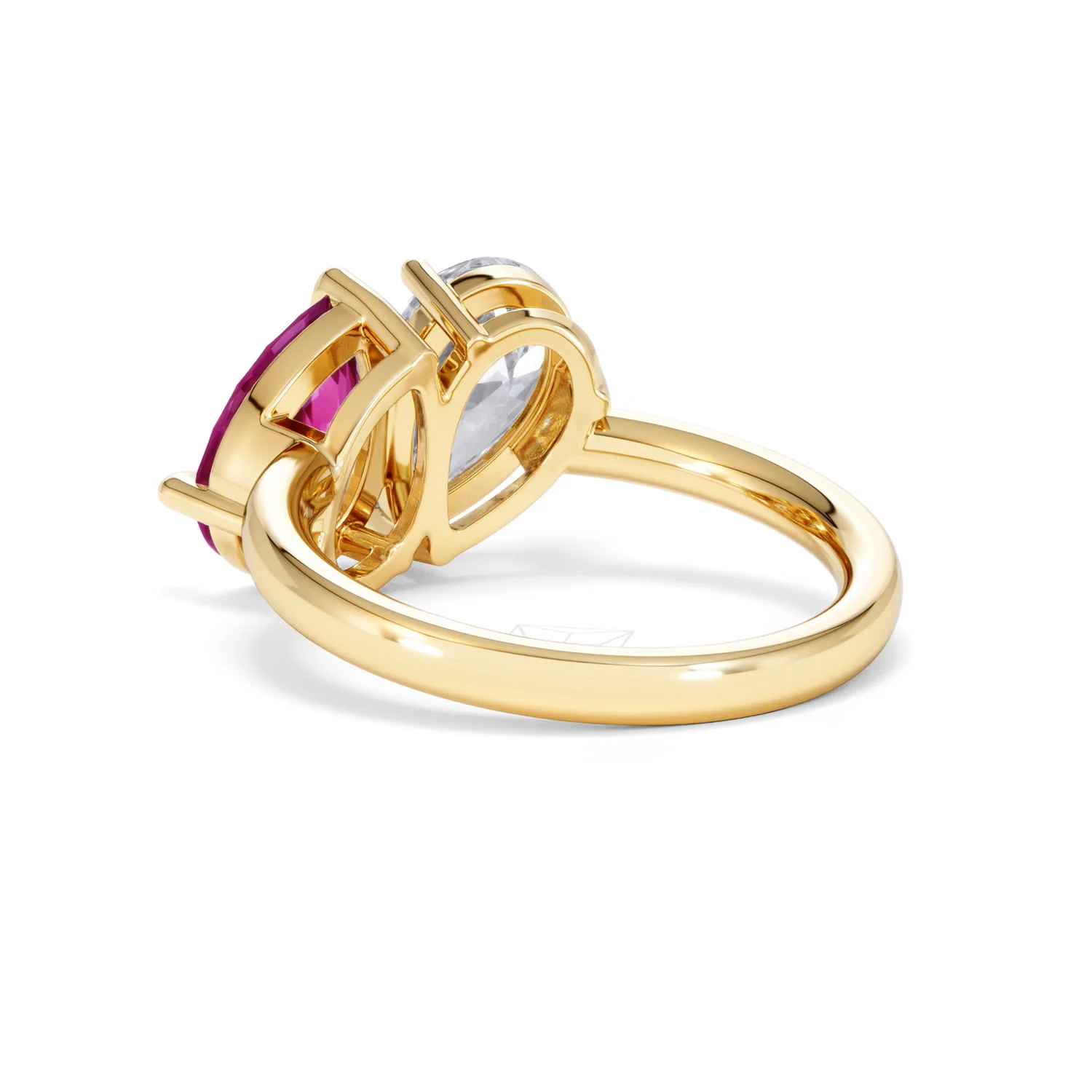 Toi Et Moi 1.50ct Pear Lab Diamond and 2.60ct Pear Lab Ruby Engagement Ring in 18K Yellow Gold - Image 56