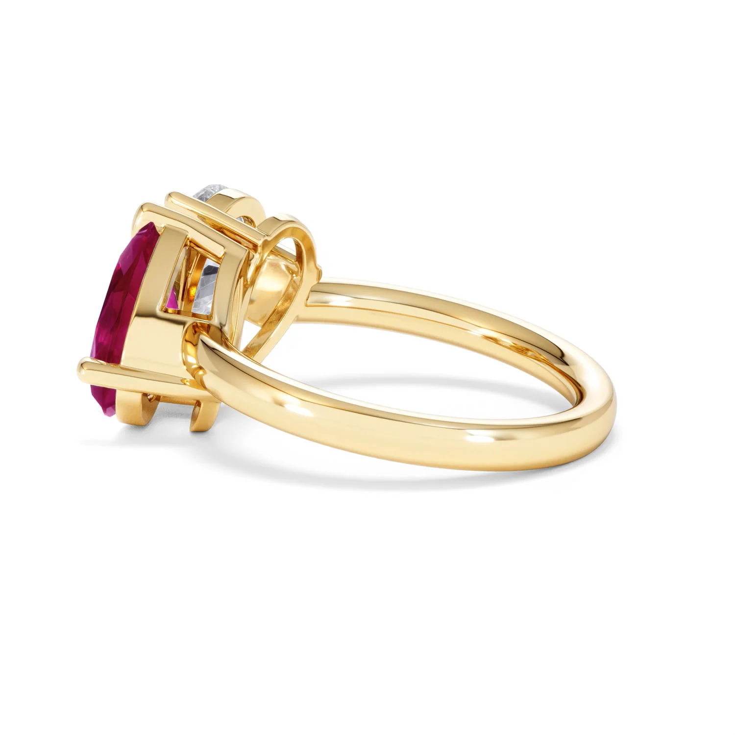 Toi Et Moi 1.50ct Pear Lab Diamond and 2.60ct Pear Lab Ruby Engagement Ring in 18K Yellow Gold - Image 64