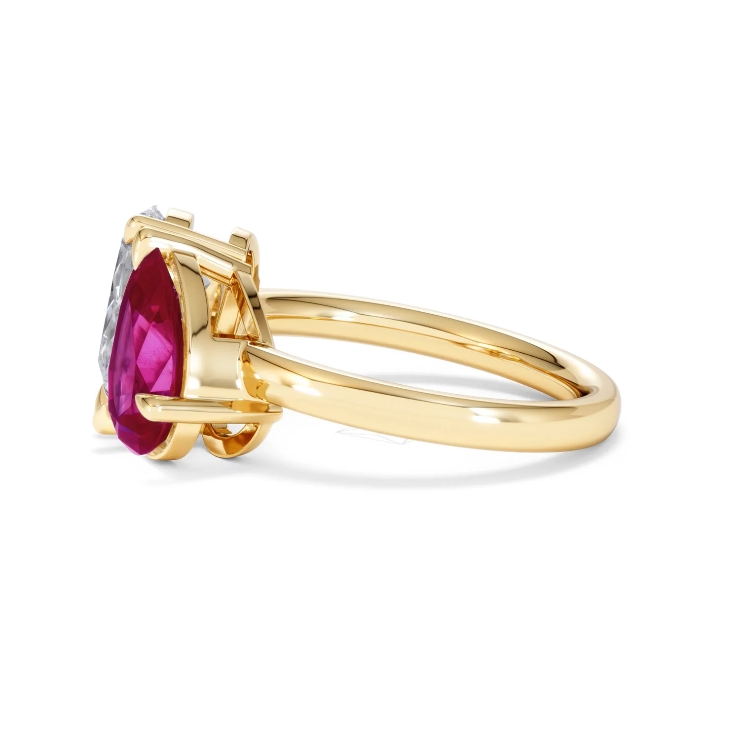 Toi Et Moi 1.50ct Pear Lab Diamond and 2.60ct Pear Lab Ruby Engagement Ring in 18K Yellow Gold - Image 71