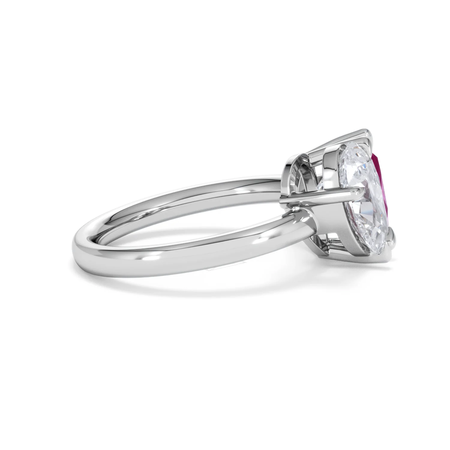 Toi Et Moi 1.50ct Pear Lab Diamond and 2.60ct Pear Lab Ruby Engagement Ring in Platinum - Image 28