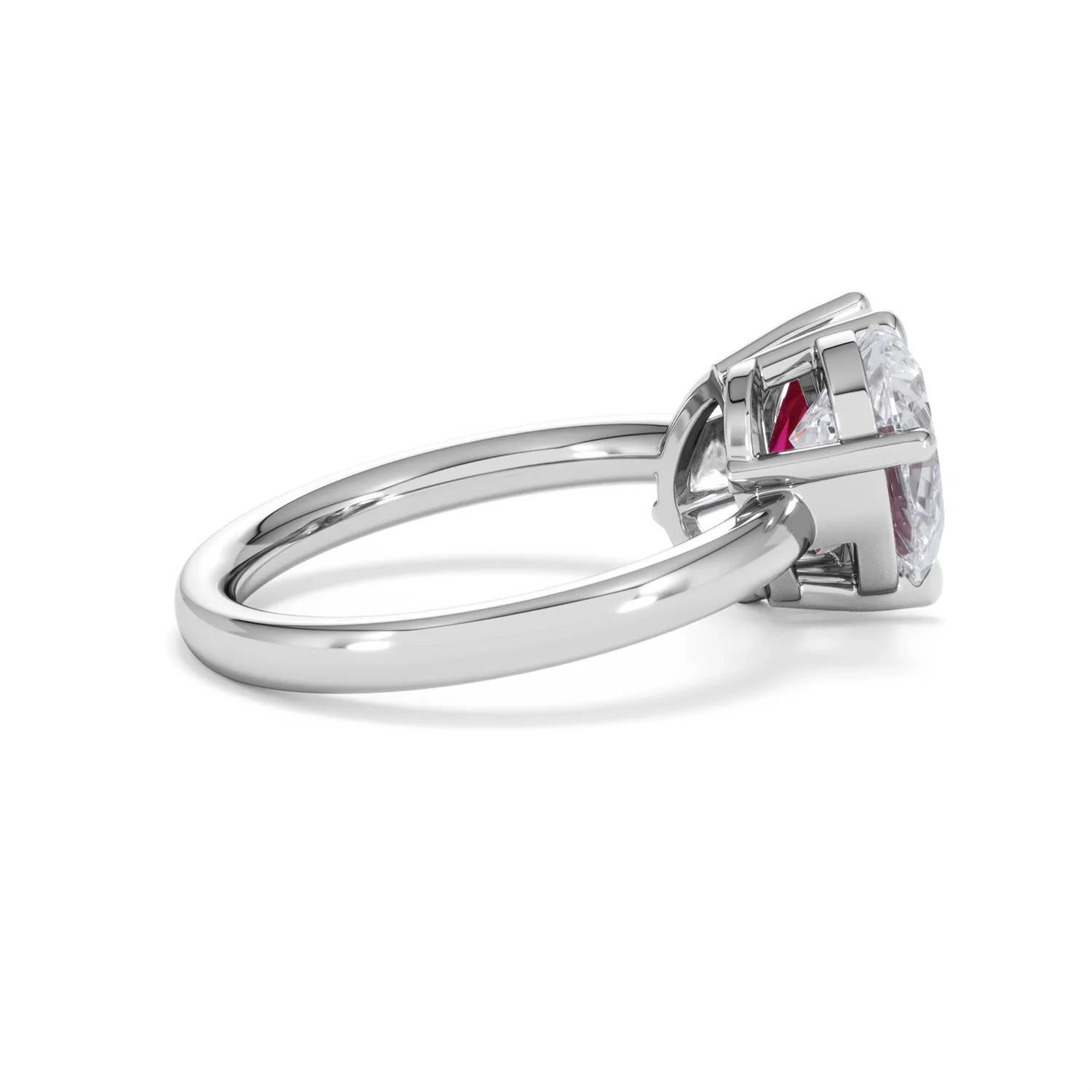 Toi Et Moi 1.50ct Pear Lab Diamond and 2.60ct Pear Lab Ruby Engagement Ring in Platinum - Image 32