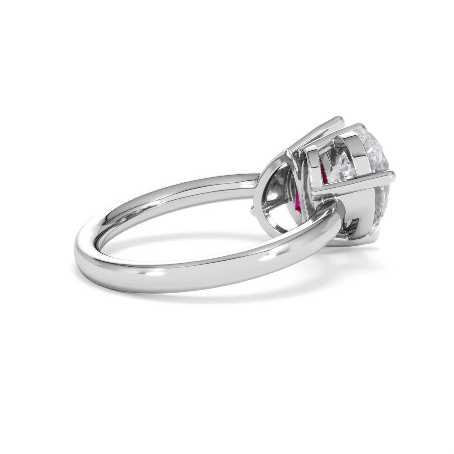 Toi Et Moi 1.50ct Pear Lab Diamond and 2.60ct Pear Lab Ruby Engagement Ring in Platinum - Image 35