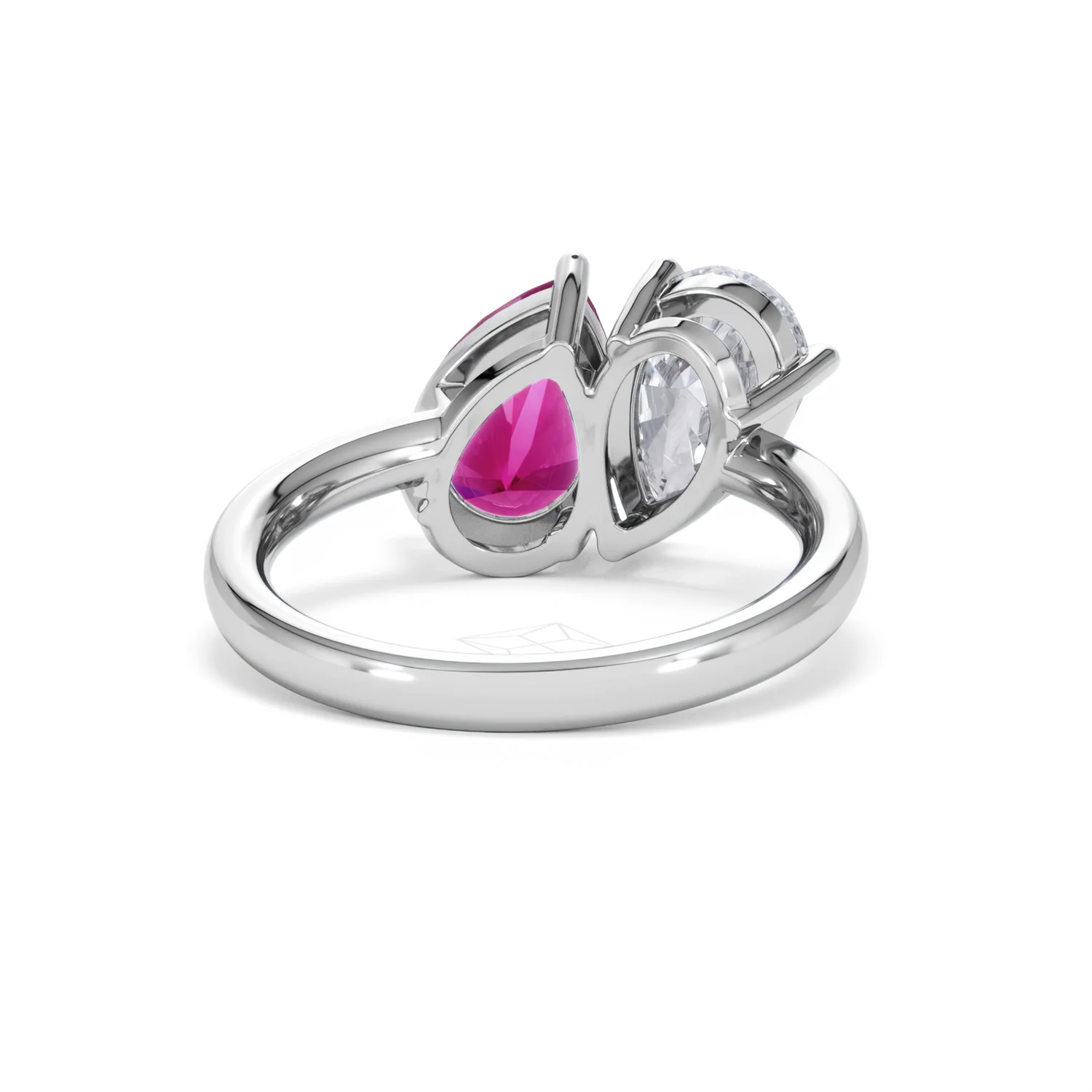 Toi Et Moi 1.50ct Pear Lab Diamond and 2.60ct Pear Lab Ruby Engagement Ring in Platinum - Image 46